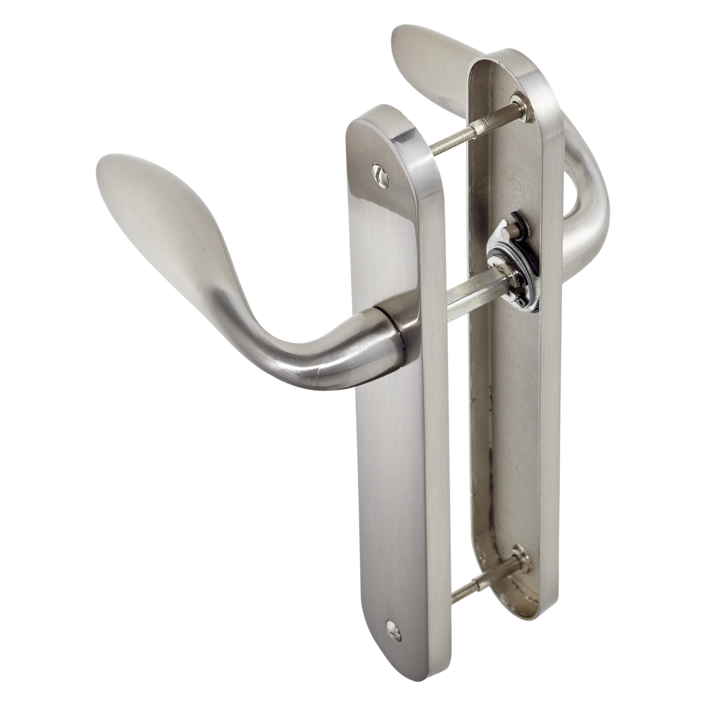 2 poignées sur plaque sans trou Agathe zamak nickel brillant, entraxe 195 mm - 2