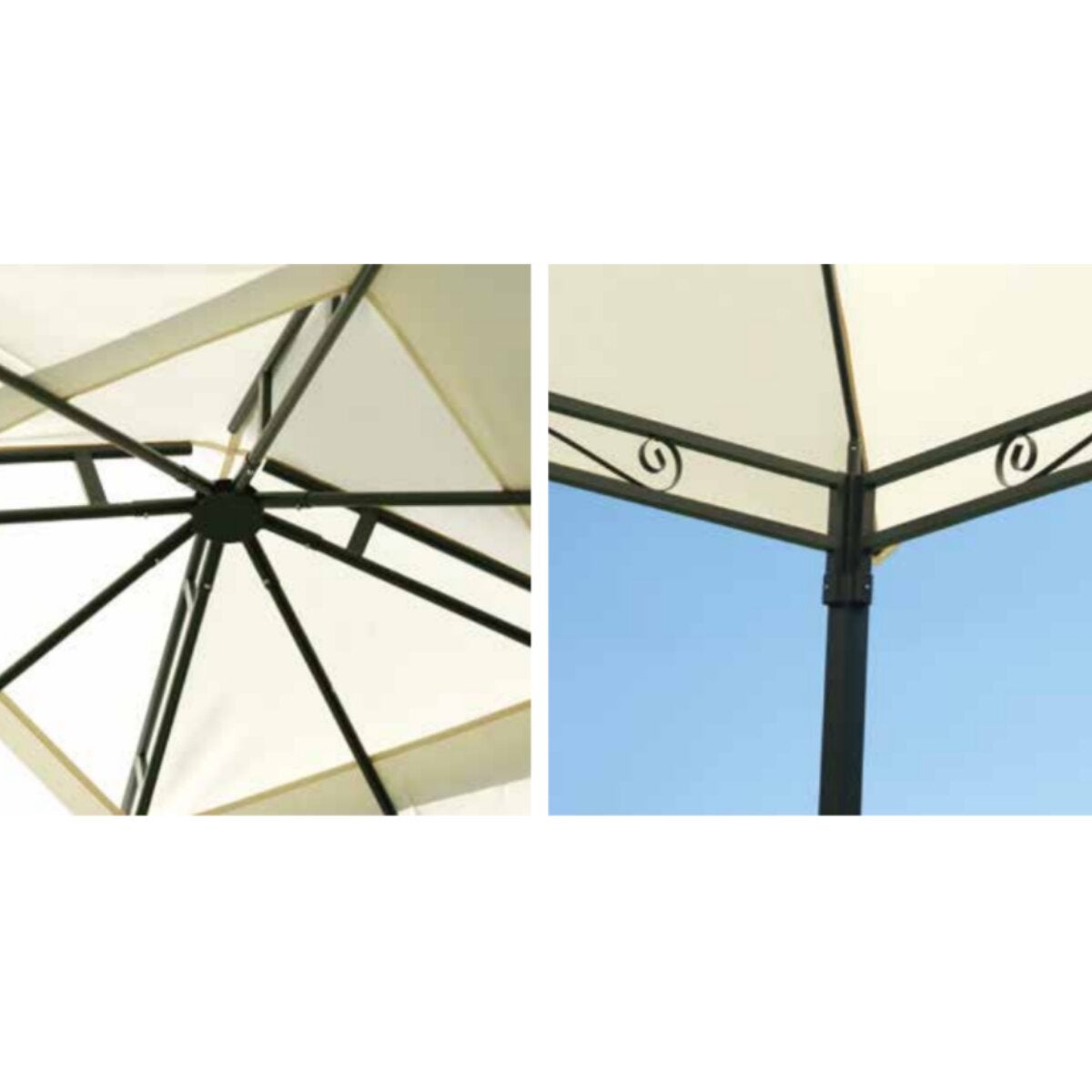 Gazebo 3 x 3 m in ferro grigio antracite, copertura ecru - Garden - 2