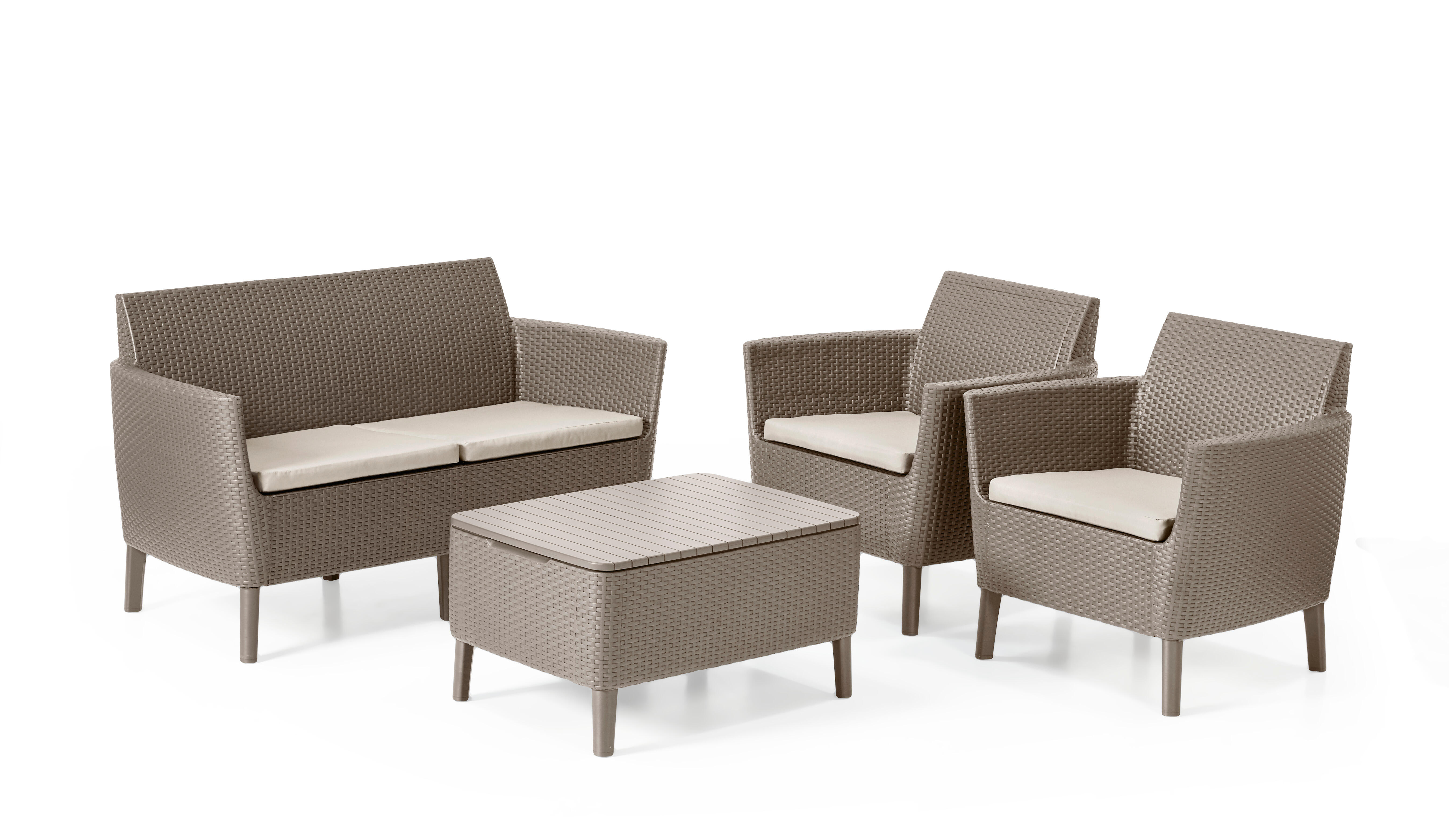 Salotto da giardino per 4 persone marrone Salemo KETER con cuscini in policotone marrone - 5