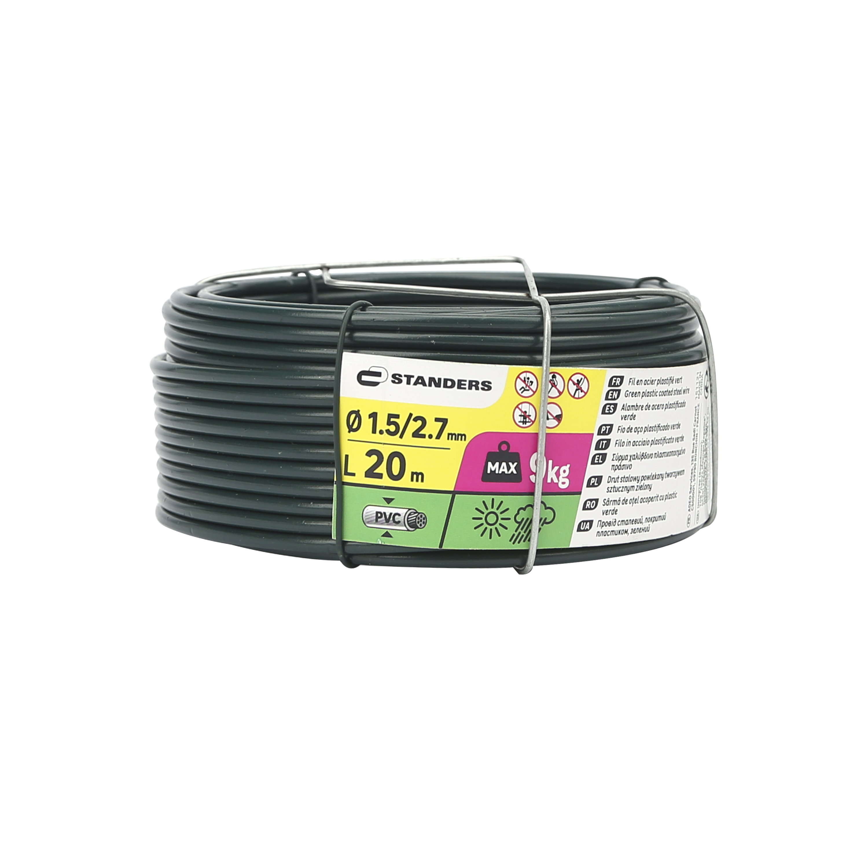 Alambre plastificado verde de 20 m de longitud y 2.7 mm de ø - 7