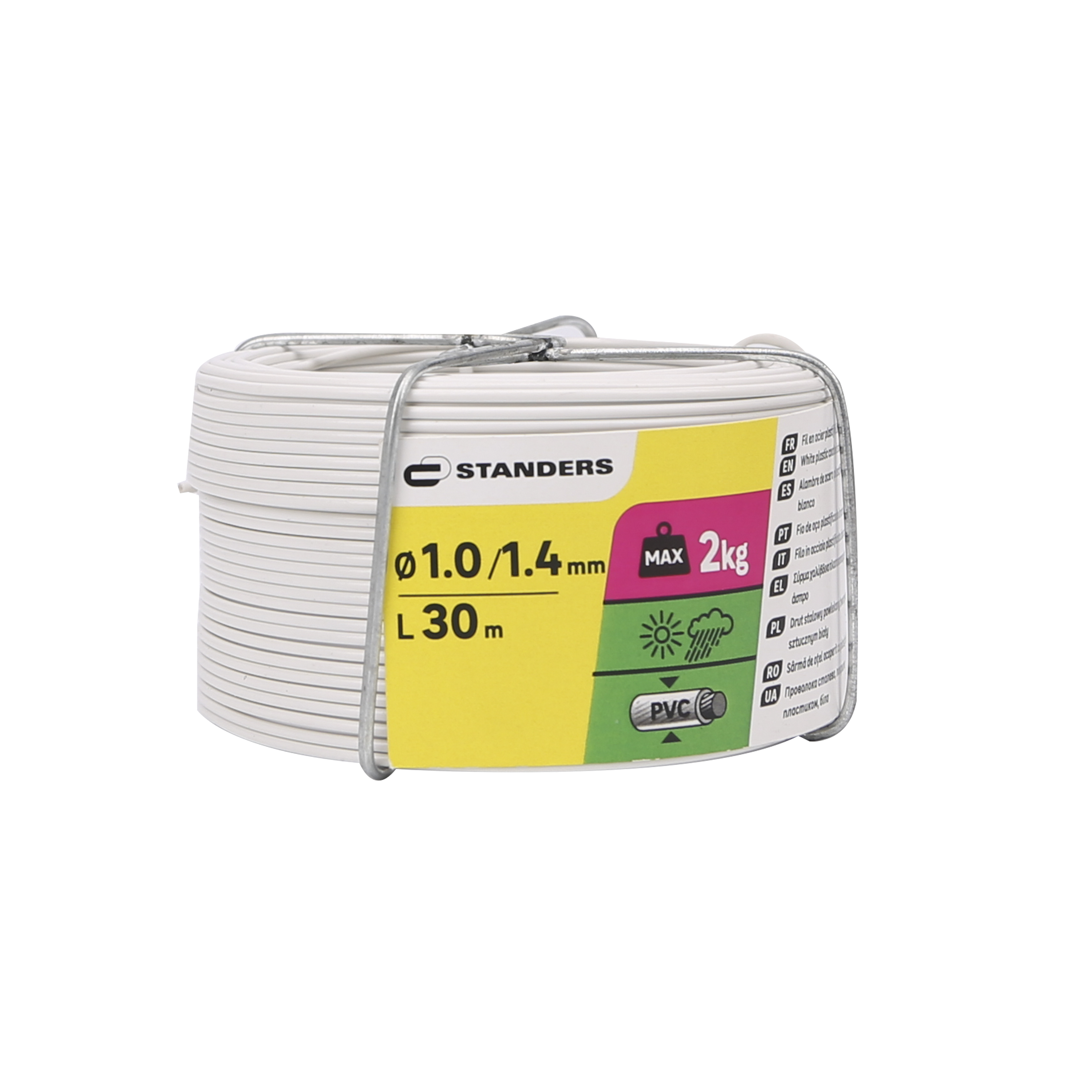 Drut stalowy powlekany 1.4 mm x 30 m biały Standers - 10