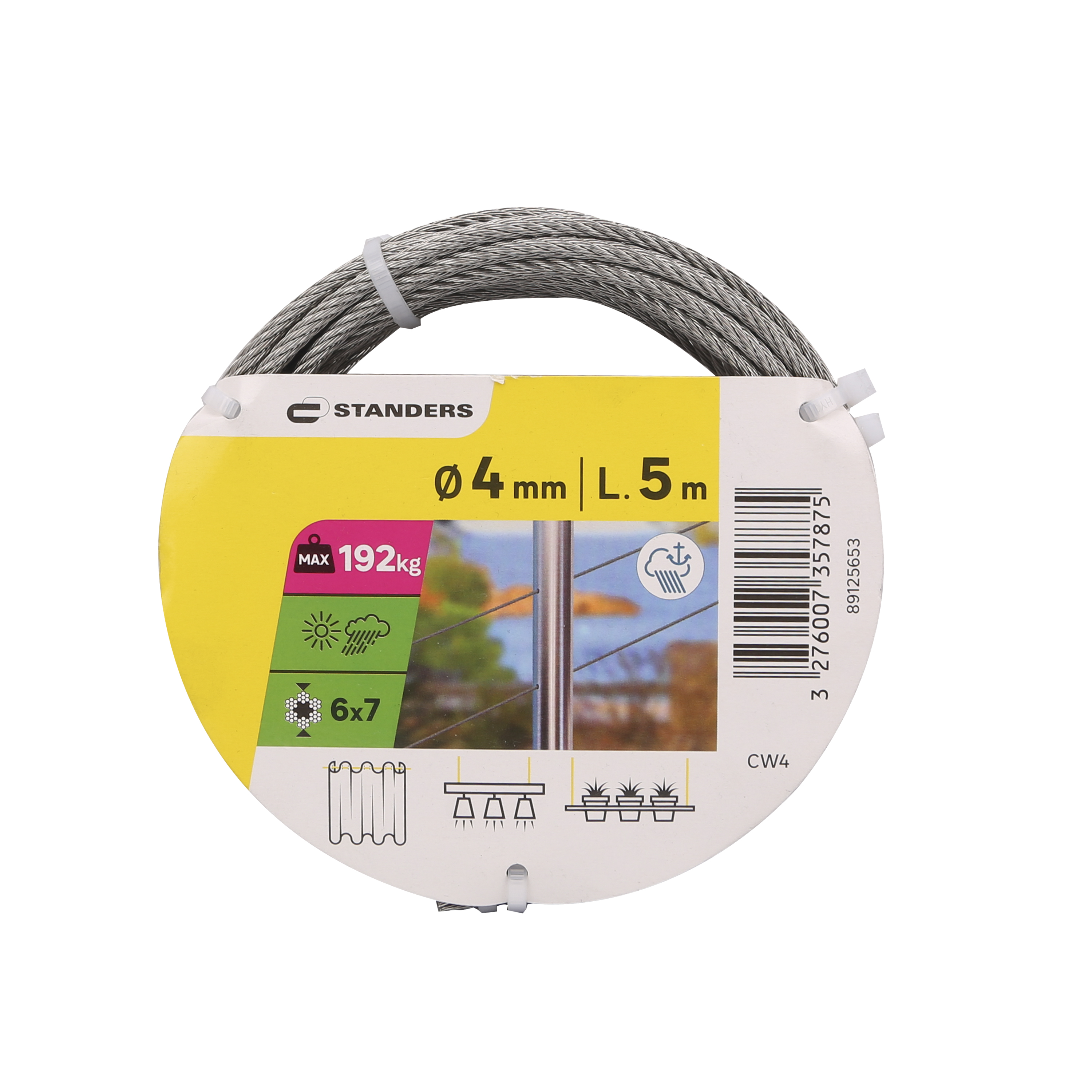 Câble nu acier inoxydable STANDERS, Diam.4 mm x L.5 m - 7