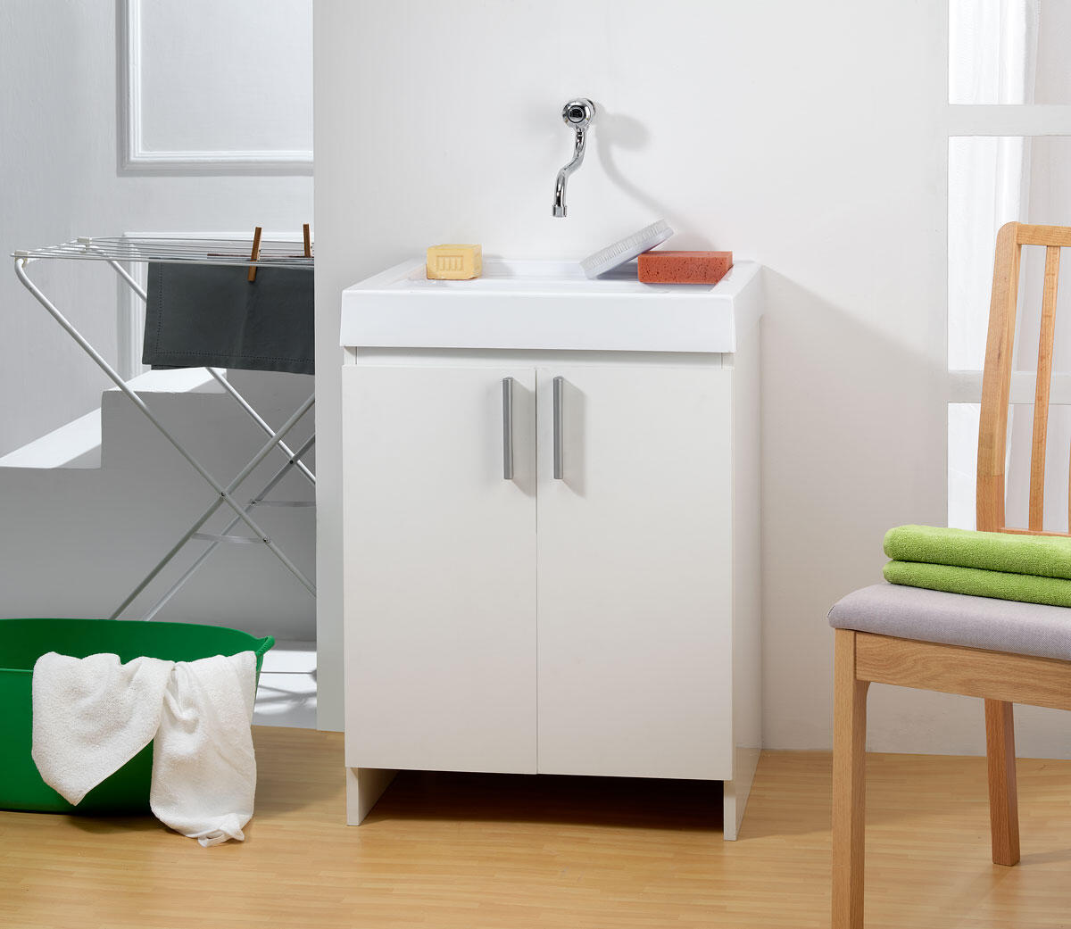 Mobile lavanderia con lavabo incluso Evo in abs bianco P 50 x L 60 x H ...