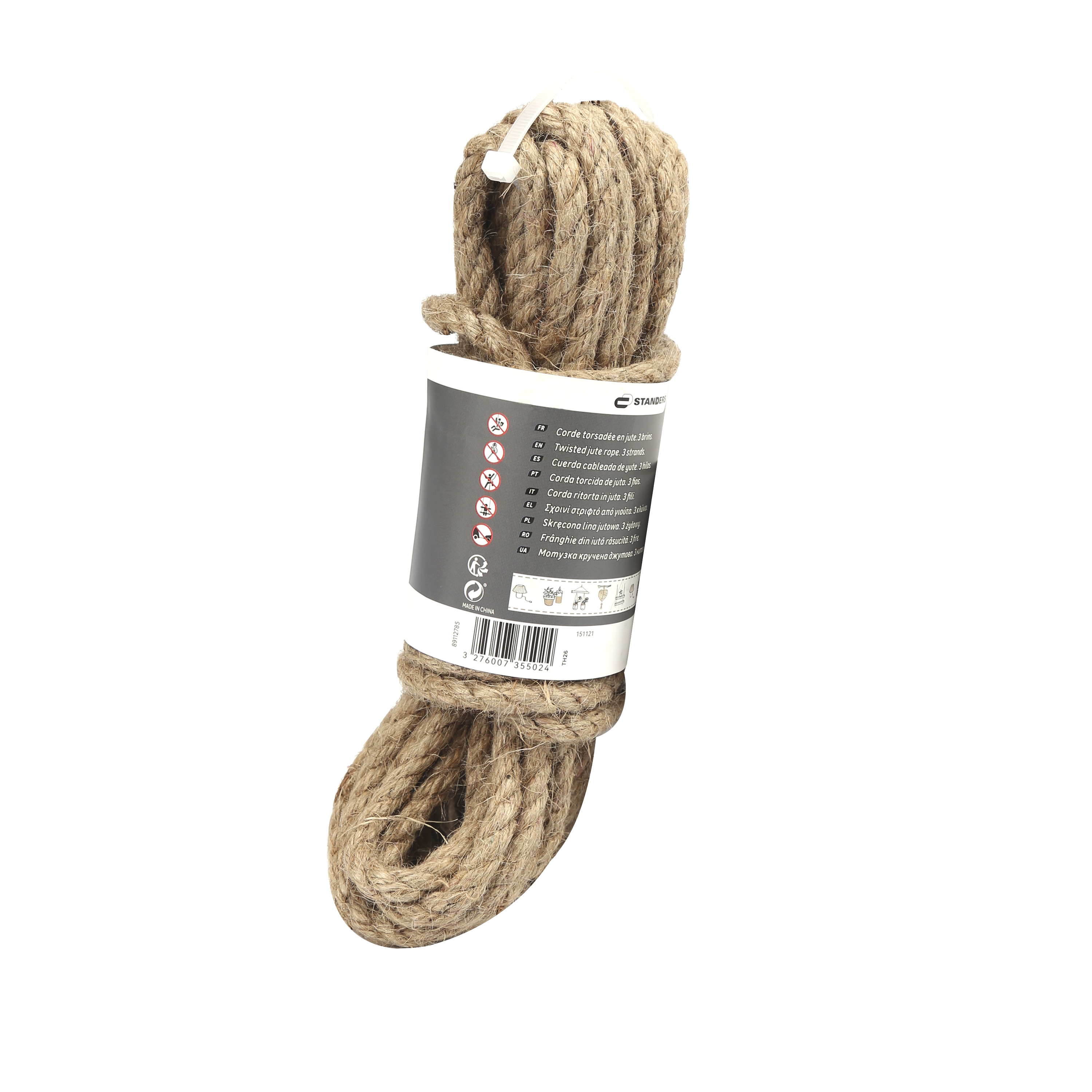 Corde jute torsadé STANDERS Diam.8 mm x L.10 m - 7
