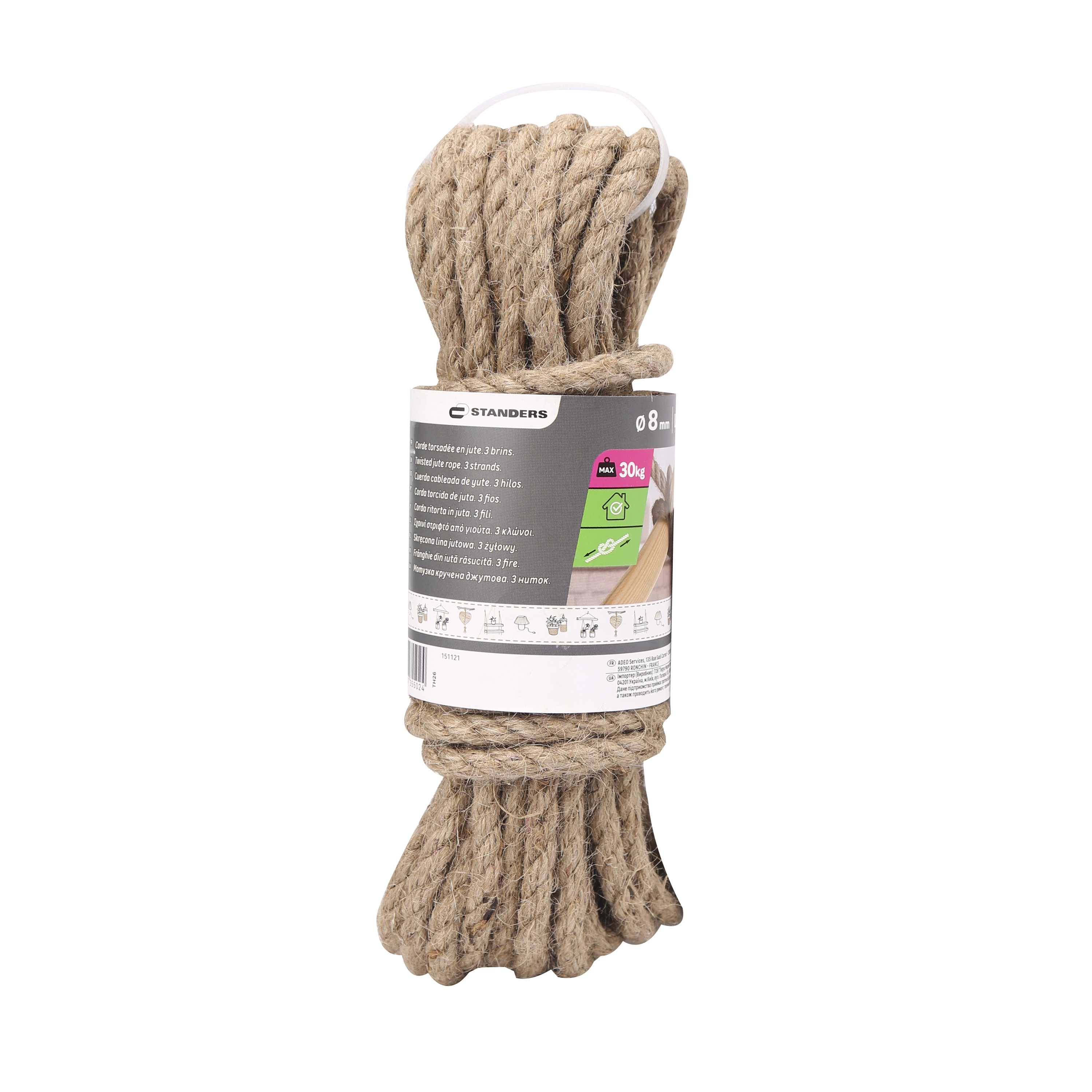 Corde jute torsadé STANDERS Diam.8 mm x L.10 m - 3