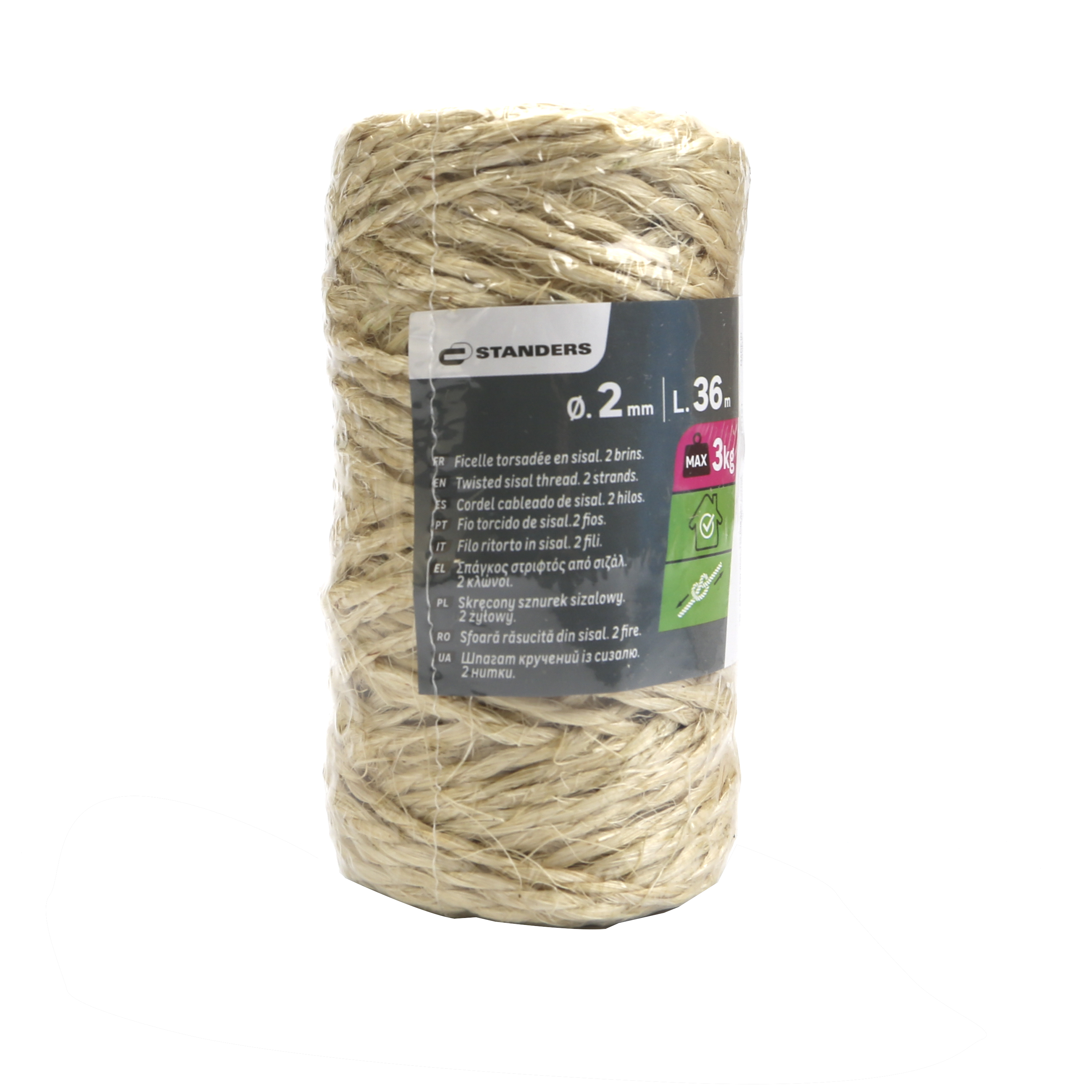 Sznurek sizalowy 3 kg 2 mm x 36 m skręcany beżowy Standers - 16