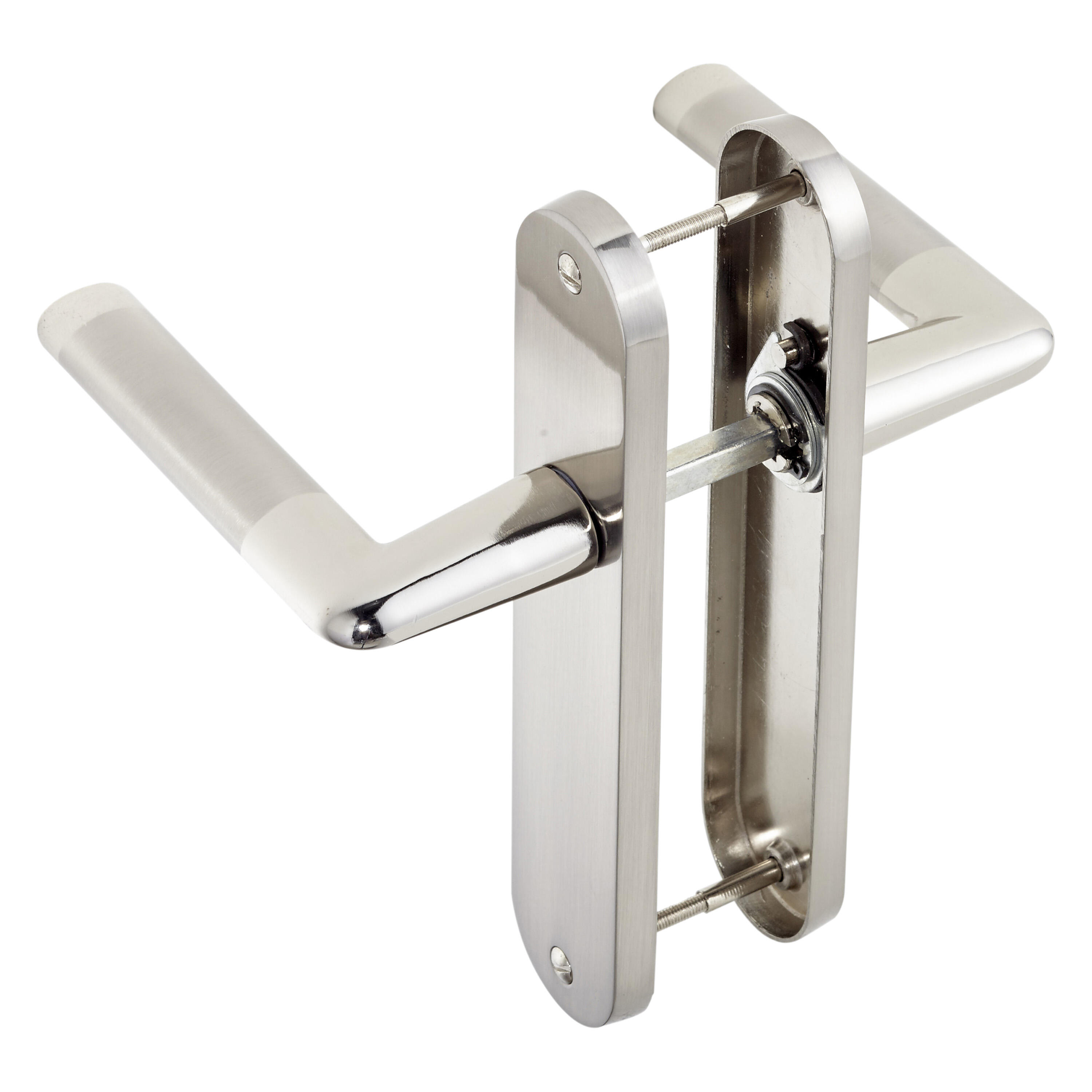 2 poignées sur plaque sans trou Sophie zamak nickel brillant, entraxe 165 mm - 3