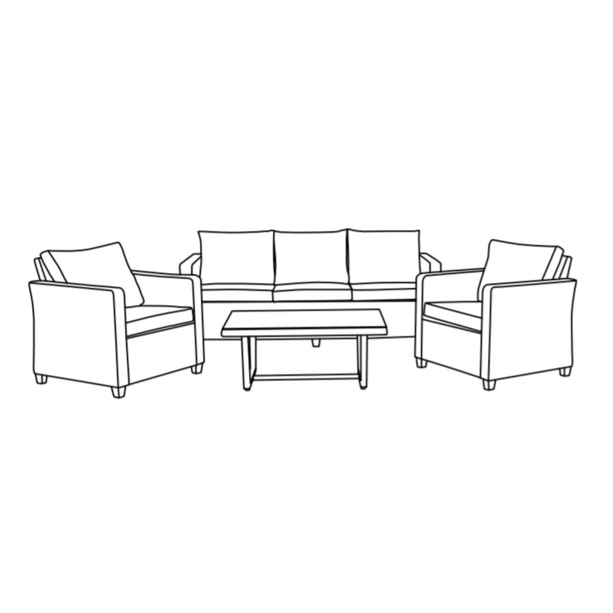 Salotto da giardino per 5 persone beige Medena NATERIAL con cuscini in poliestere bianco - 29