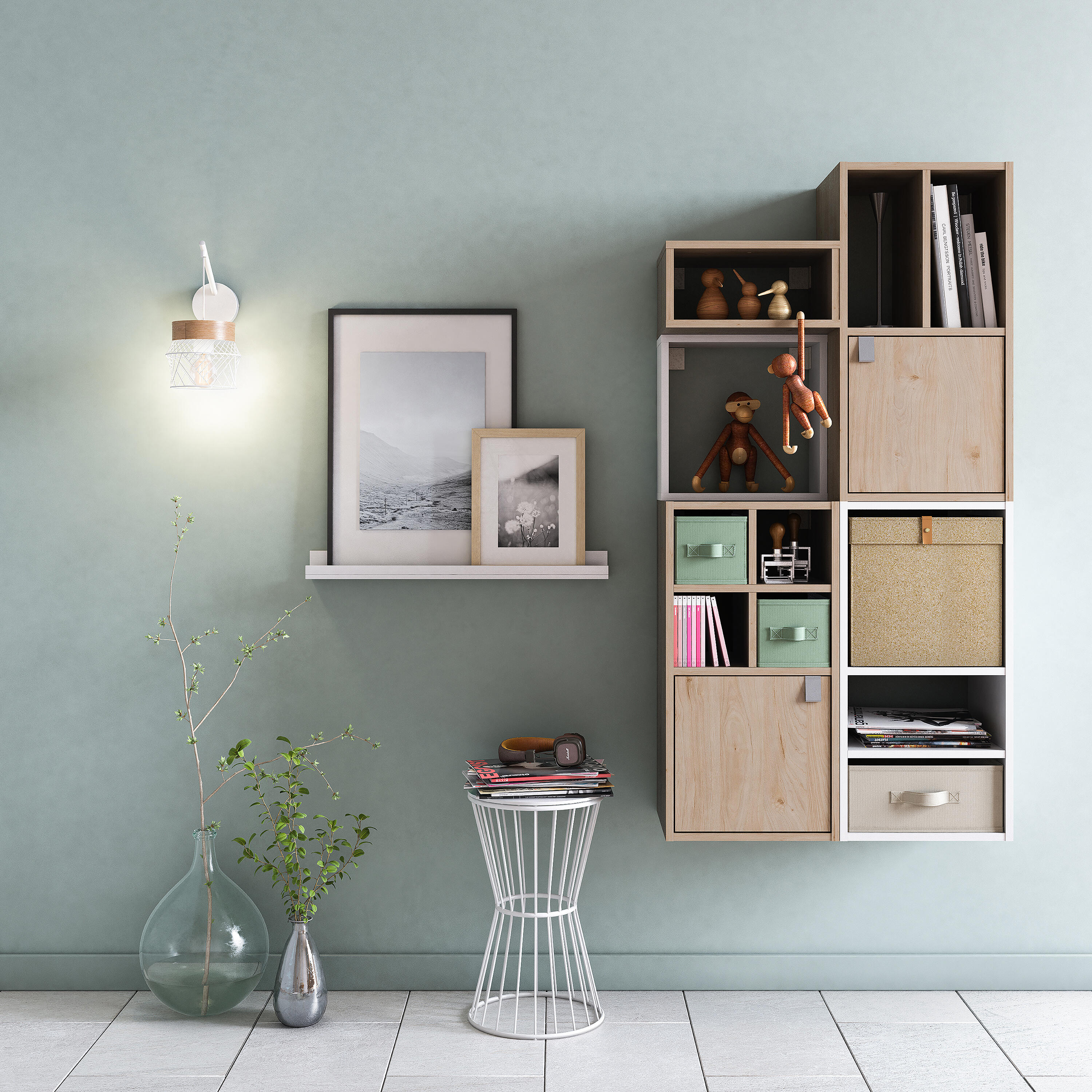 Estante de parede 2 cubos branco 36 x 31,7 x 70,5 cm Spaceo Kub - 15