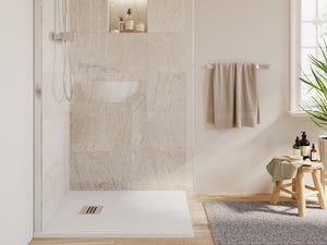 Plato de ducha blanco con marco medida 90x140 cm