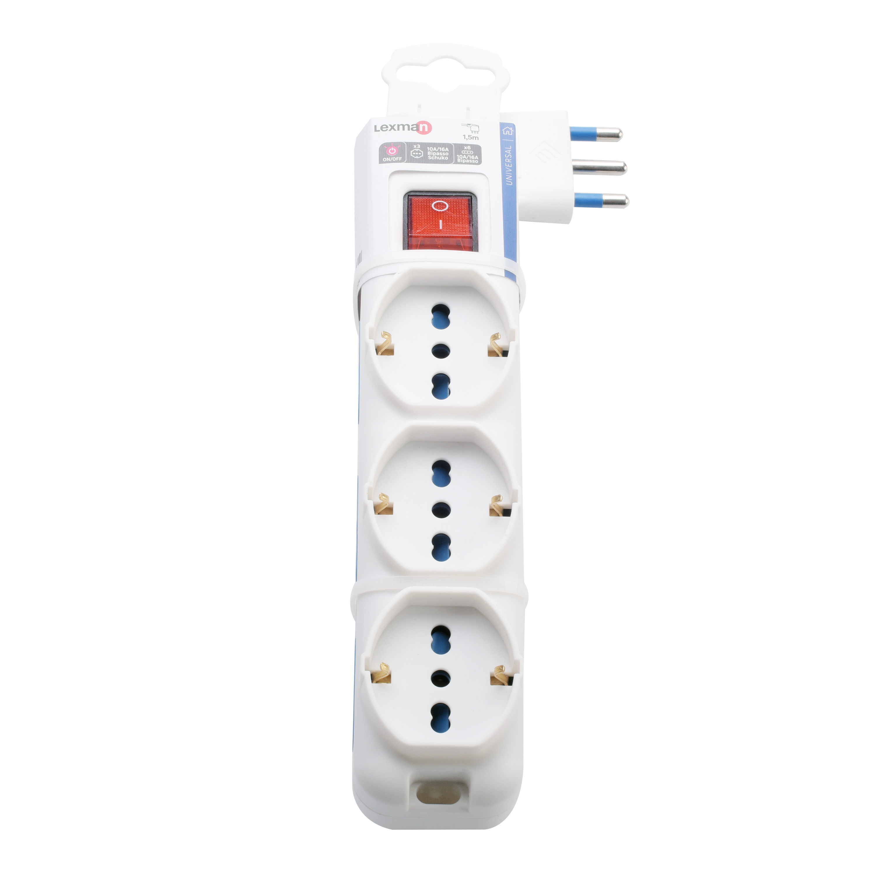 Multipresa LEXMAN 6 prese 10/16A 3 prese universali cavo 1.5 m - 5