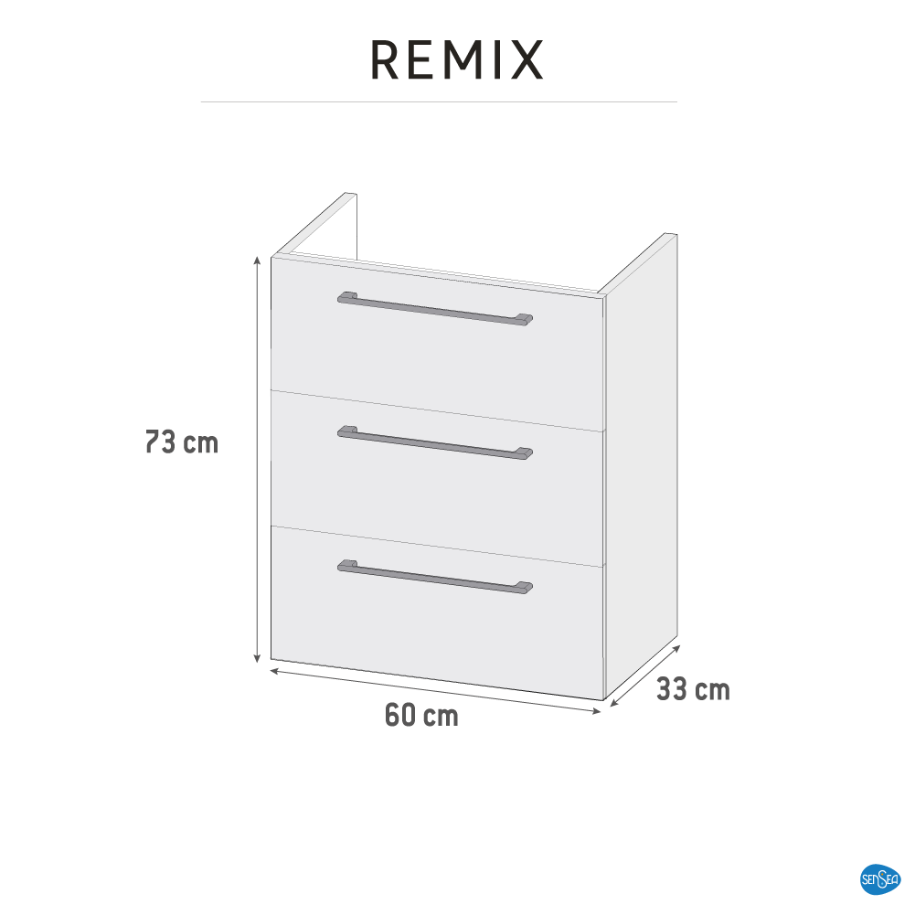 Meuble de salle de bains, Remix l.60 x H.73 x P.33 cm, blanc, Remix - 4