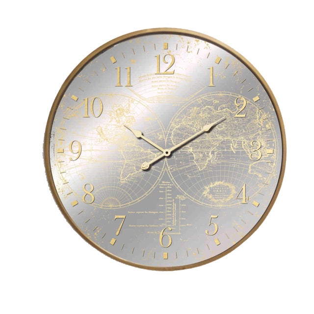 Orologio World in acciaio, dorato Ø 60 cm