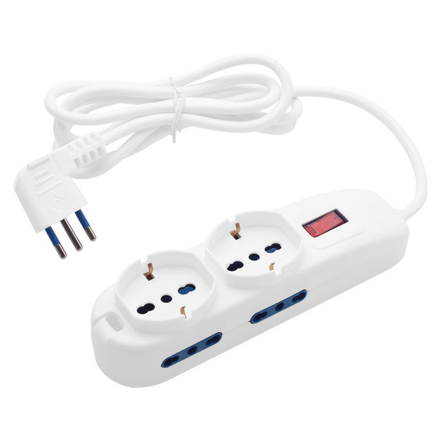 Multipresa LEXMAN 6 prese 10/16A 2 prese universali cavo 1.5 m