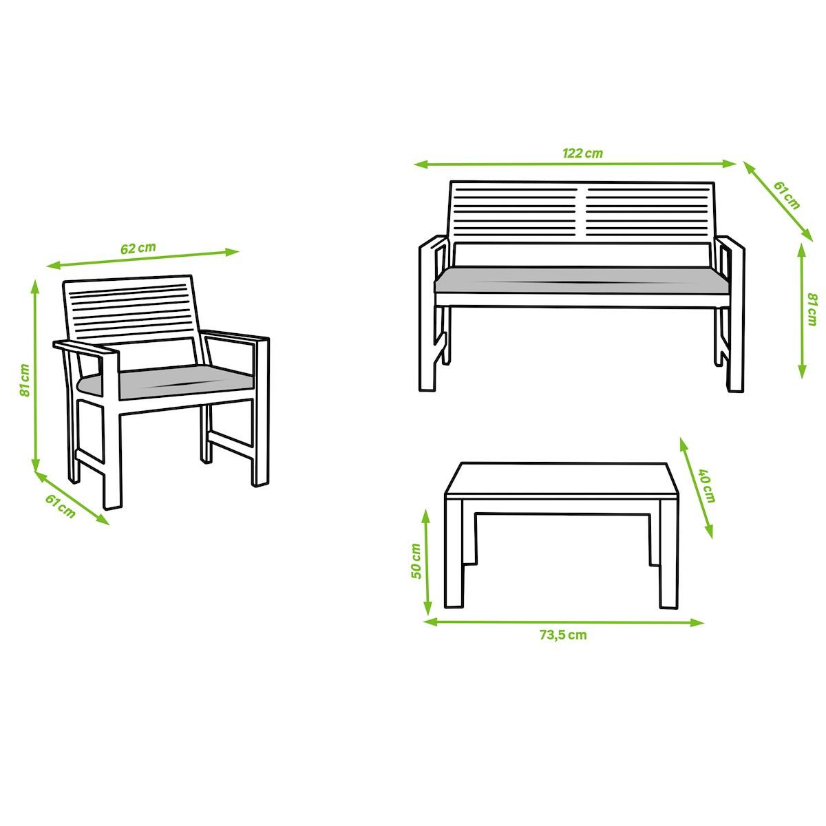 Salotto da giardino Solis NATERIAL in n/a marrone con cuscini in poliestere beige per 4 persone - 18