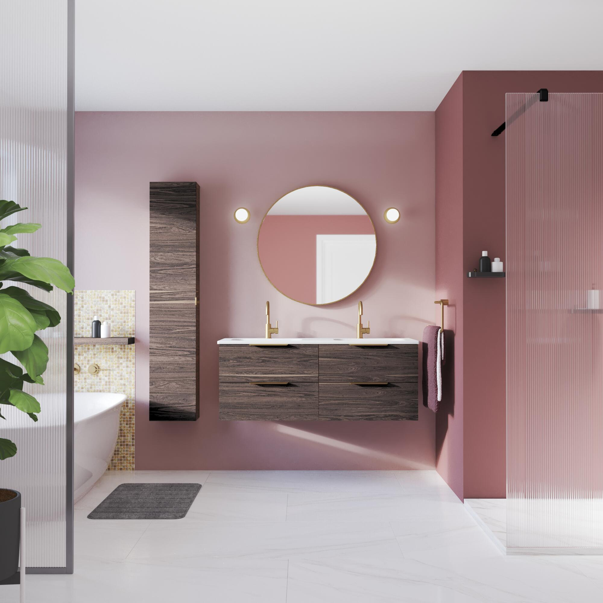 Mobile da bagno sospeso sotto lavabo L 120 x H 64 x P 48 cm lucido, 4 cassetti SENSEA Neo - 2