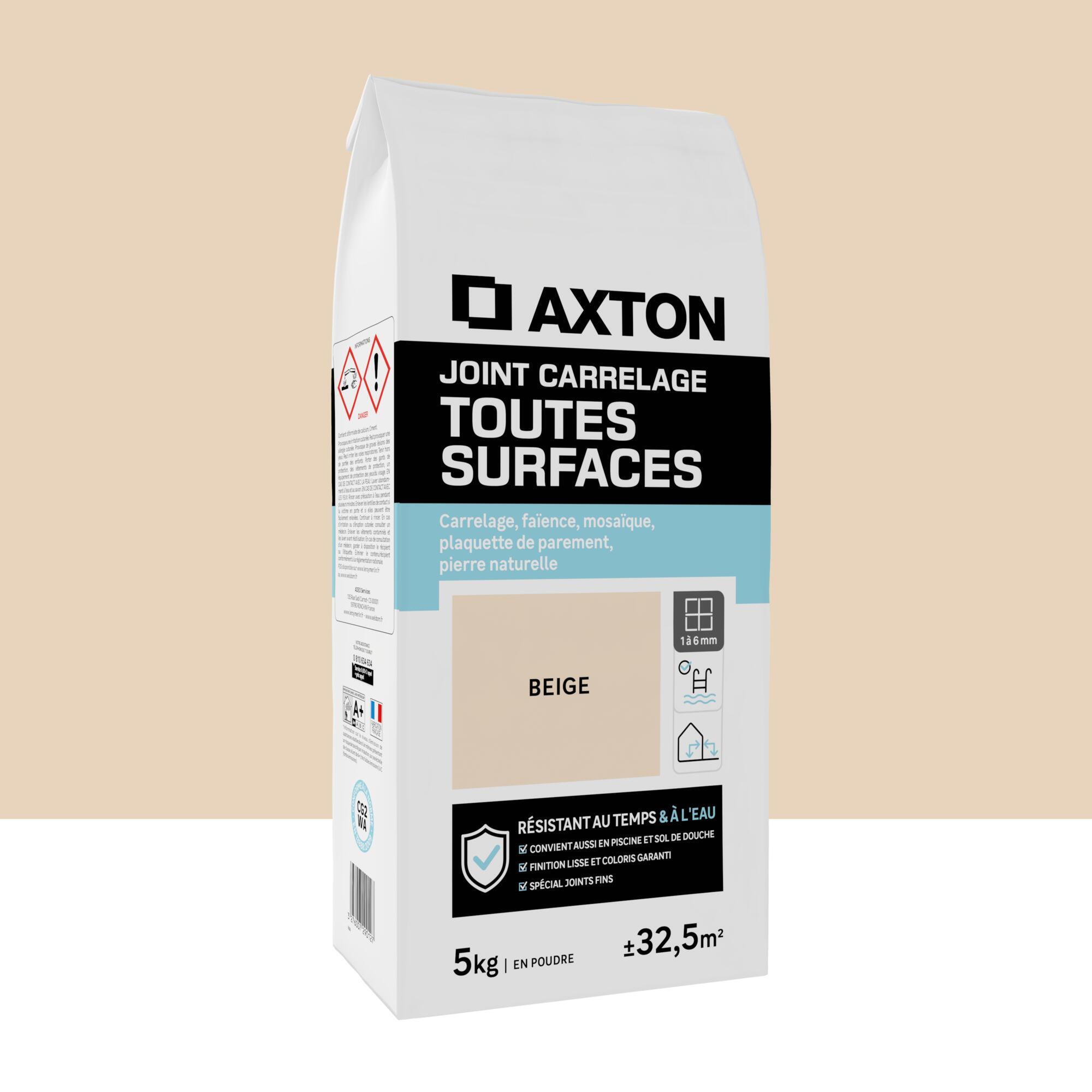 Joint tous types de carrelage et mosaïque AXTON beige 5kg | Leroy Merlin
