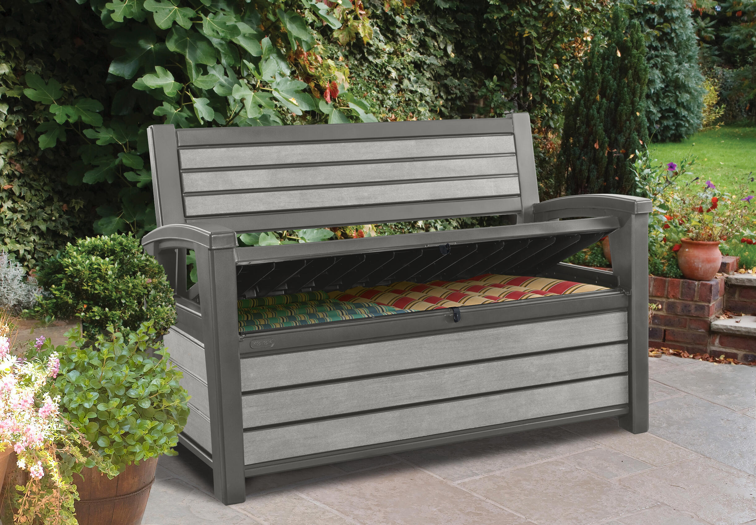 Baule panchina KETER STORAGE BENCH in polipropilene antracite L 139 x H 89 x P 63.8 cm - 8