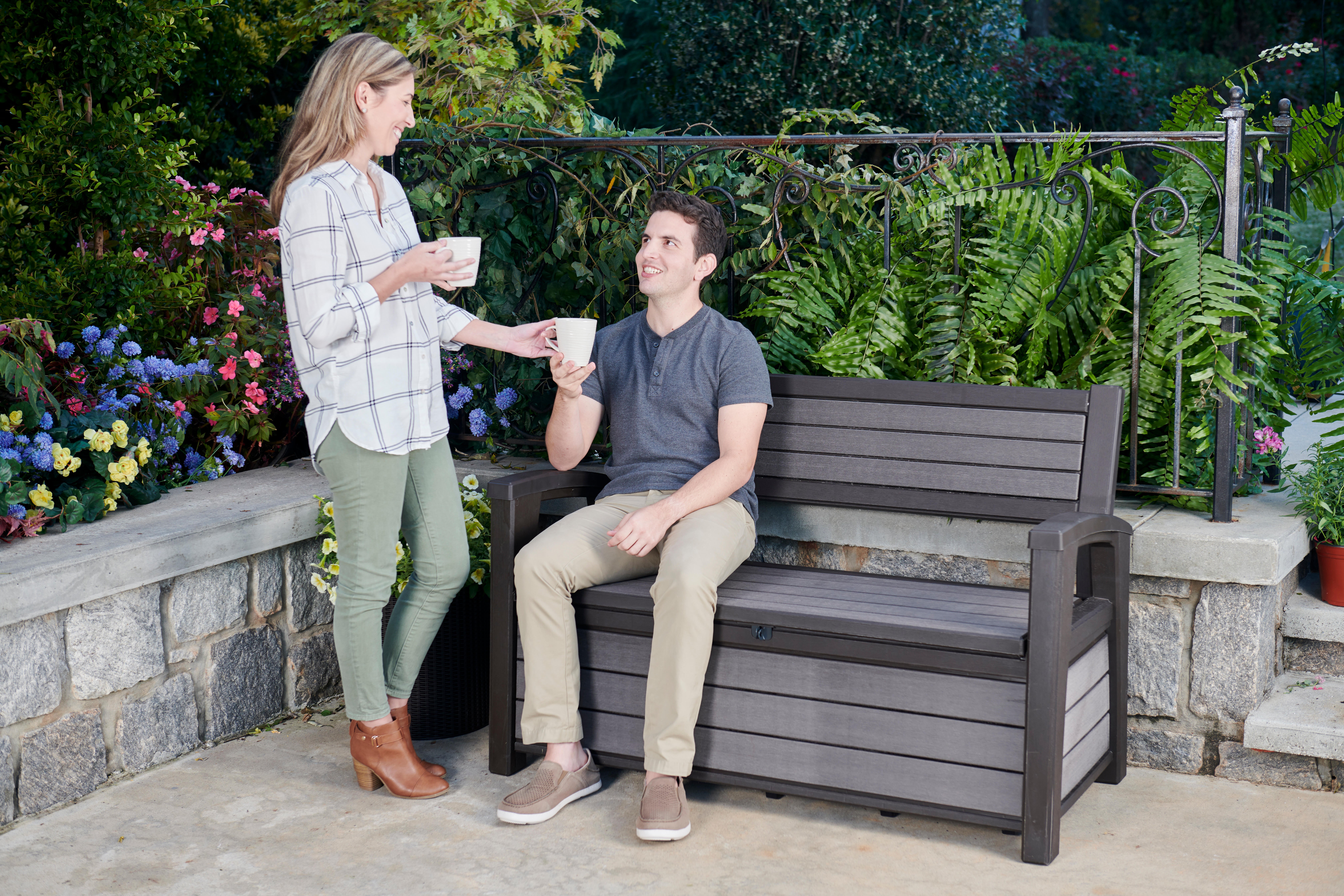 Baule panchina KETER STORAGE BENCH in polipropilene antracite L 139 x H 89 x P 63.8 cm - 4