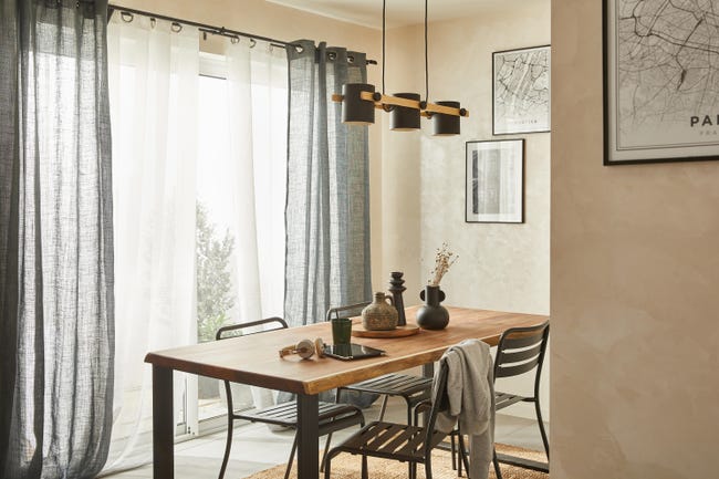 GARDINIA Tringle à Rideaux Kreta Noire Mate Extensible 120-210 Cm – Ensemble Complet Avec Supports Ouverts, Embouts Et Fixations, Diamètre 16/19 Mm