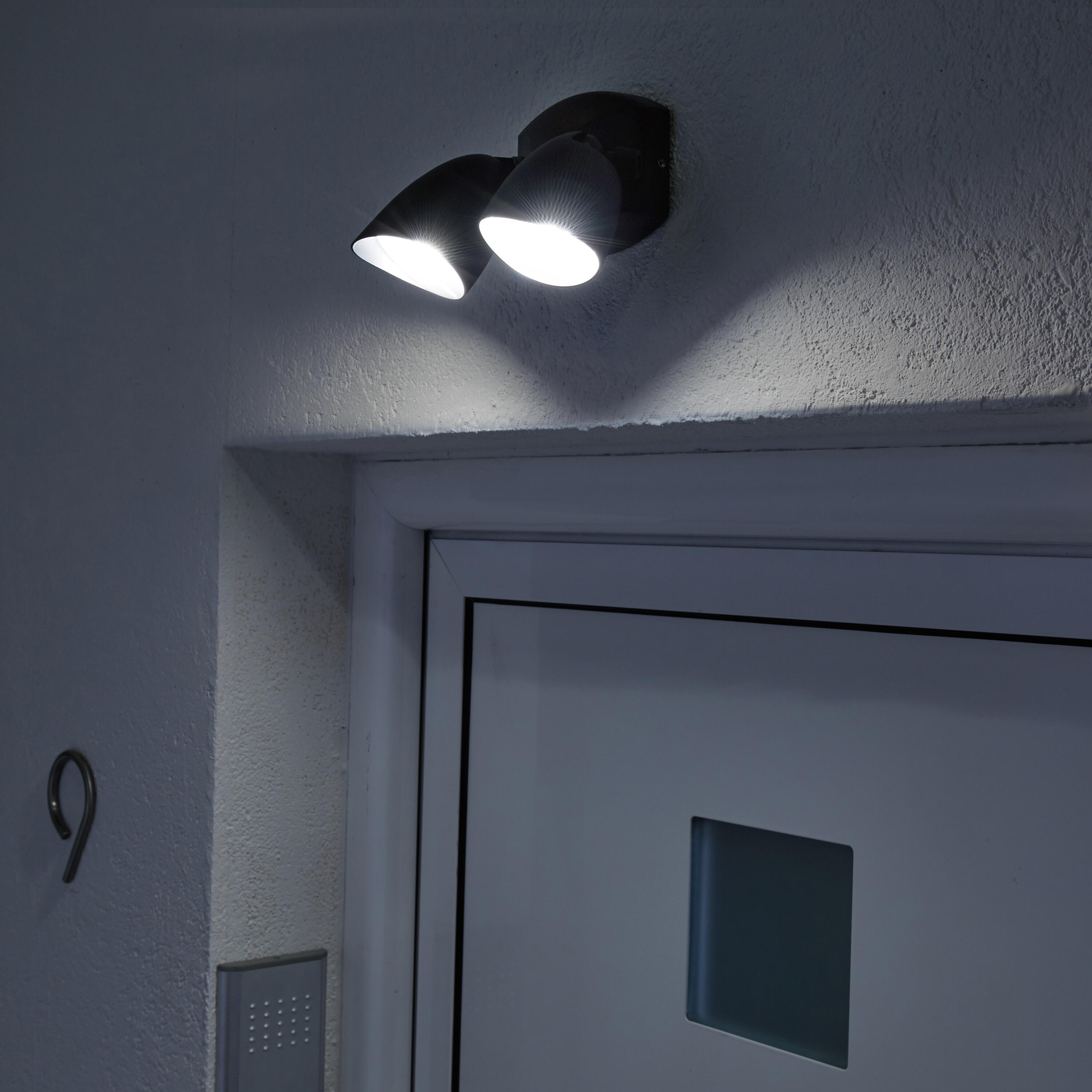 Applique LED moderno da esterno Deltona doppia luce nero IP54, INSPIRE - 2