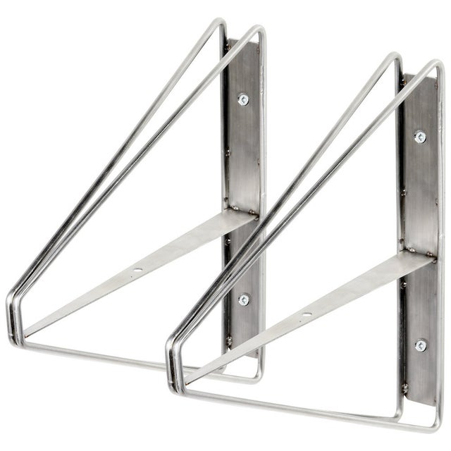 Equerre de fixation murale acier argent, H.26.5 x P.8 cm