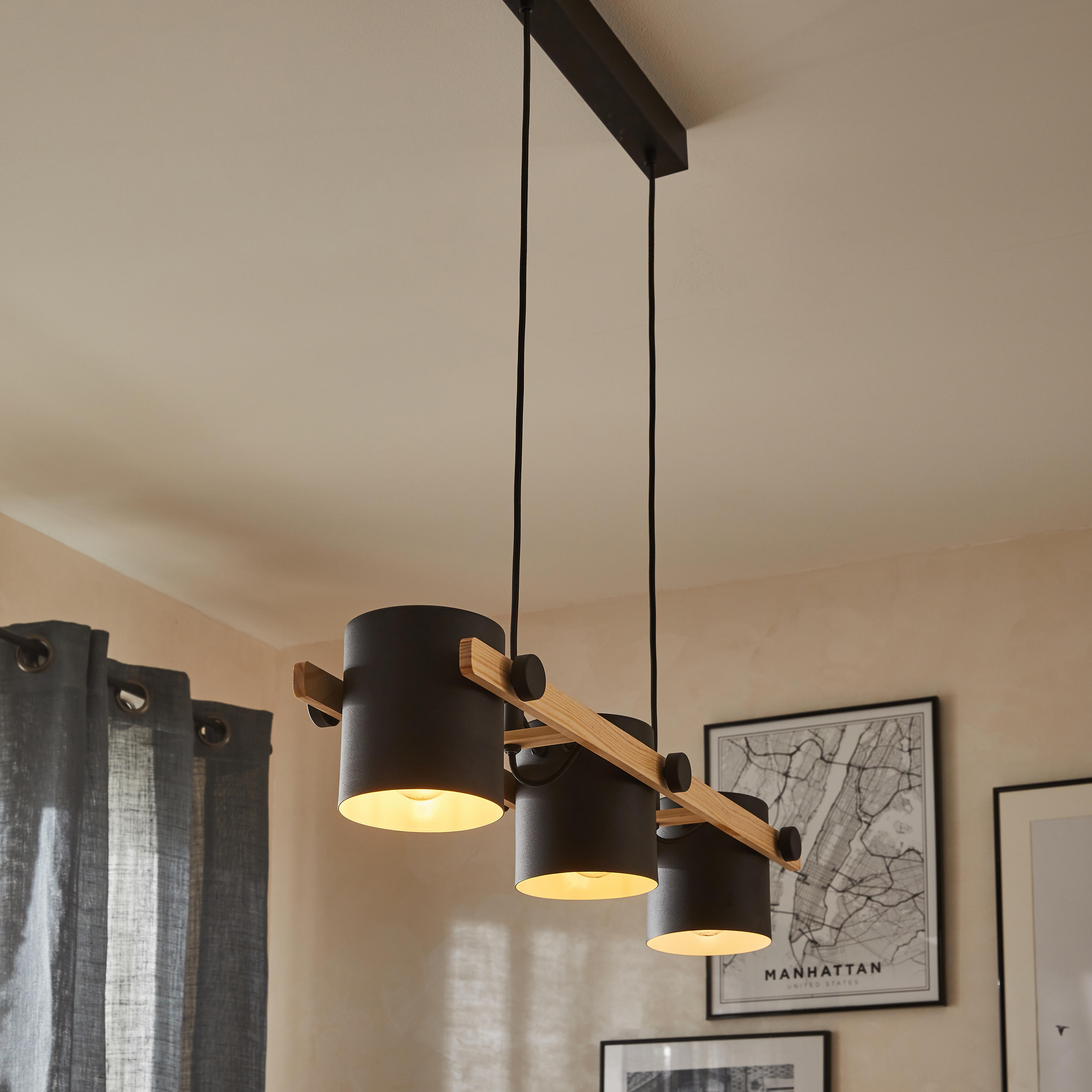 Suspension Hornwood aluminium, noir, Diam.0 cm, E27 - 3