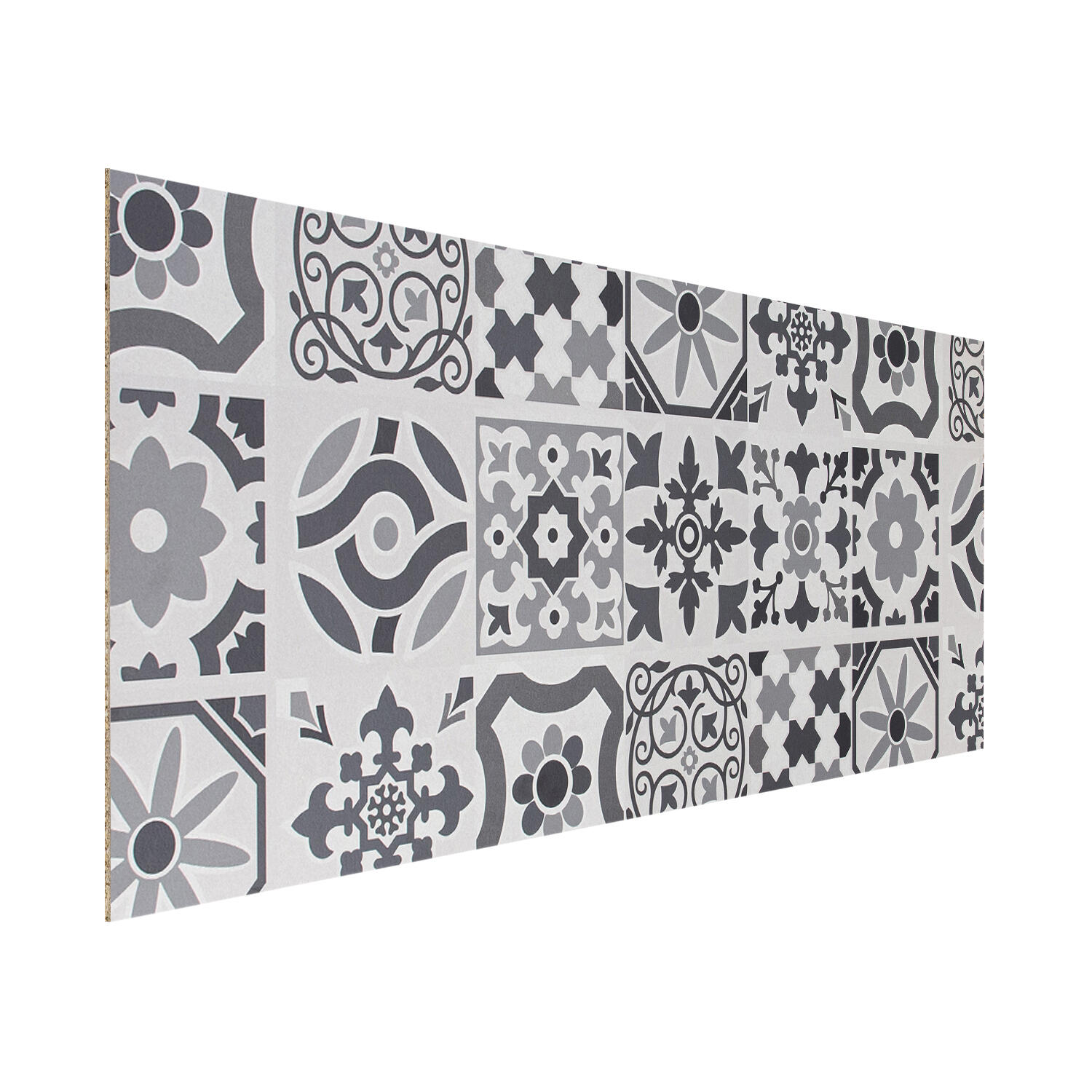 Crédence stratifié réversible Carreaux ciment gris/Couleurs H.64cm - 2