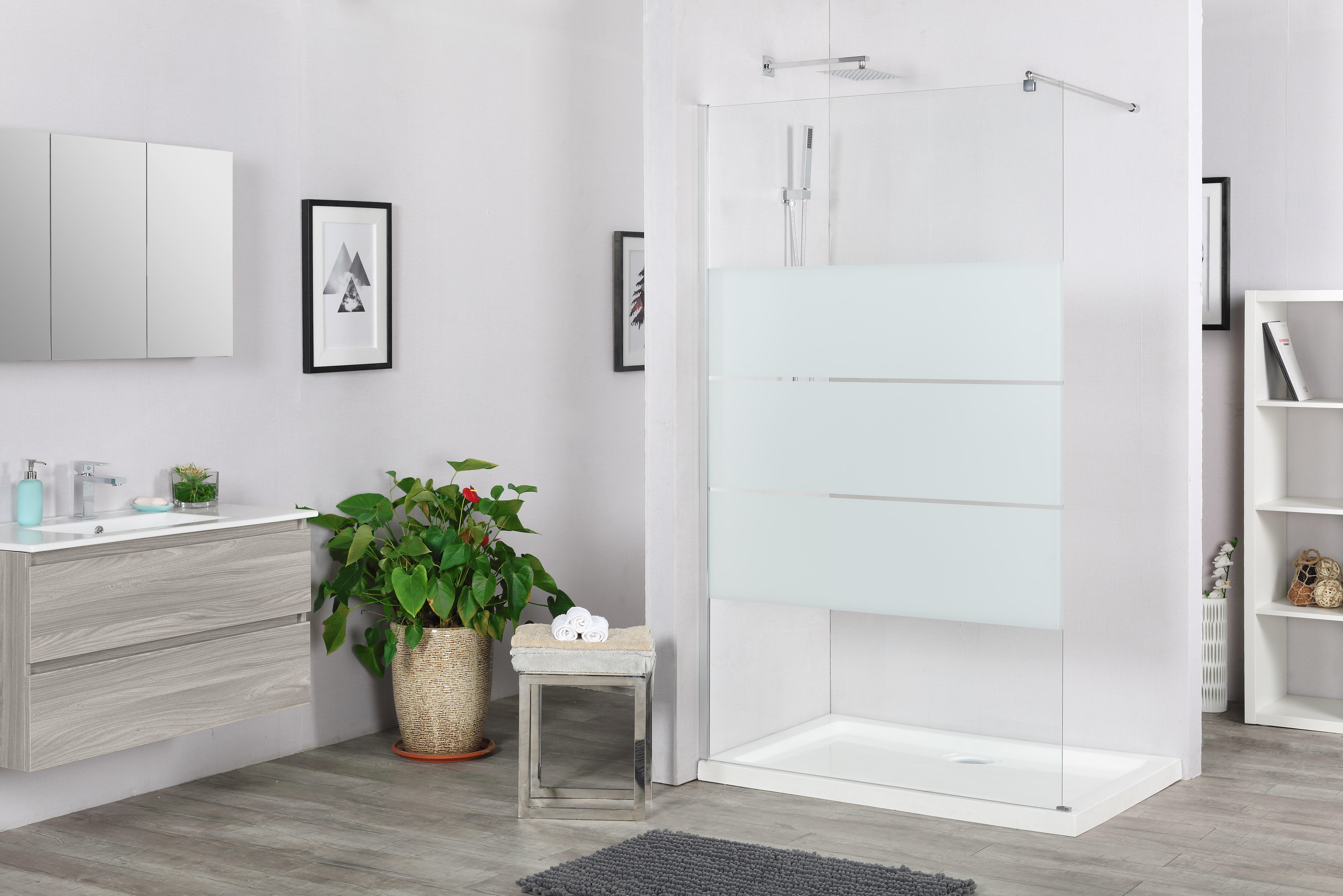 Paroi de douche à l'italienne verre sérigraphié, l.70 cm, Ep.6 mm chromé Easy - 5