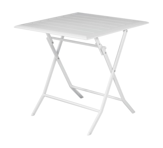 Tavolo da pranzo per giardino struttura e superficie in alluminio bianco per 2 persone 60x60cm