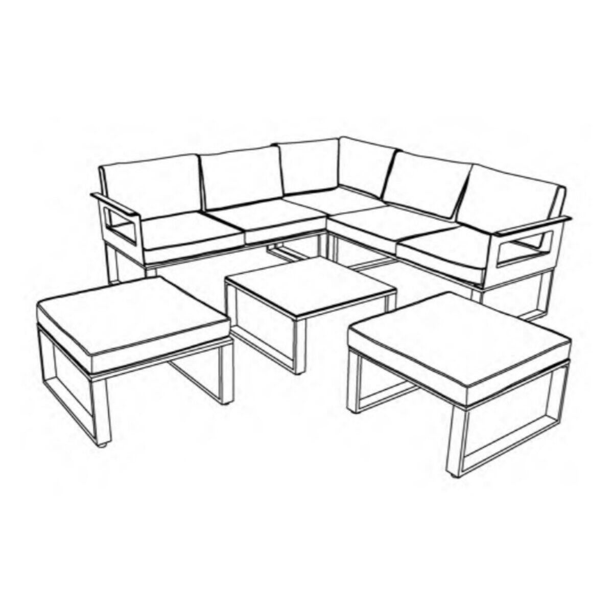 Salotto da giardino per 7 persone antracite Odyssea NATERIAL con cuscini in poliestere grigio - 30