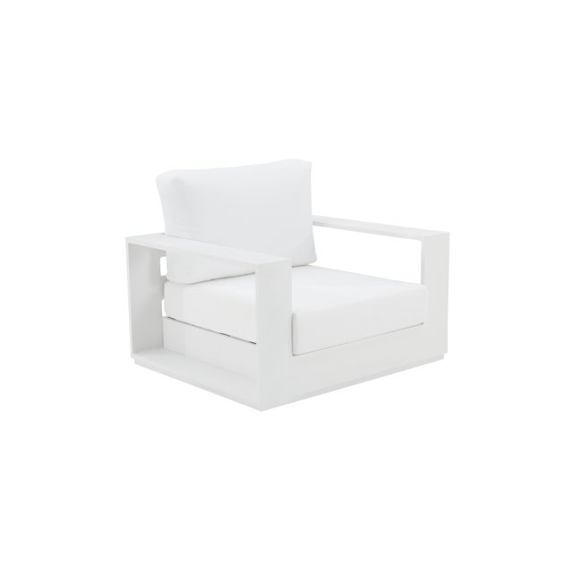 Poltrona da giardino con cuscino bianco e braccioli Lagun NATERIAL, struttura in alluminio seduta in textilene bianco, L 85 x H 80 x P 85 cm