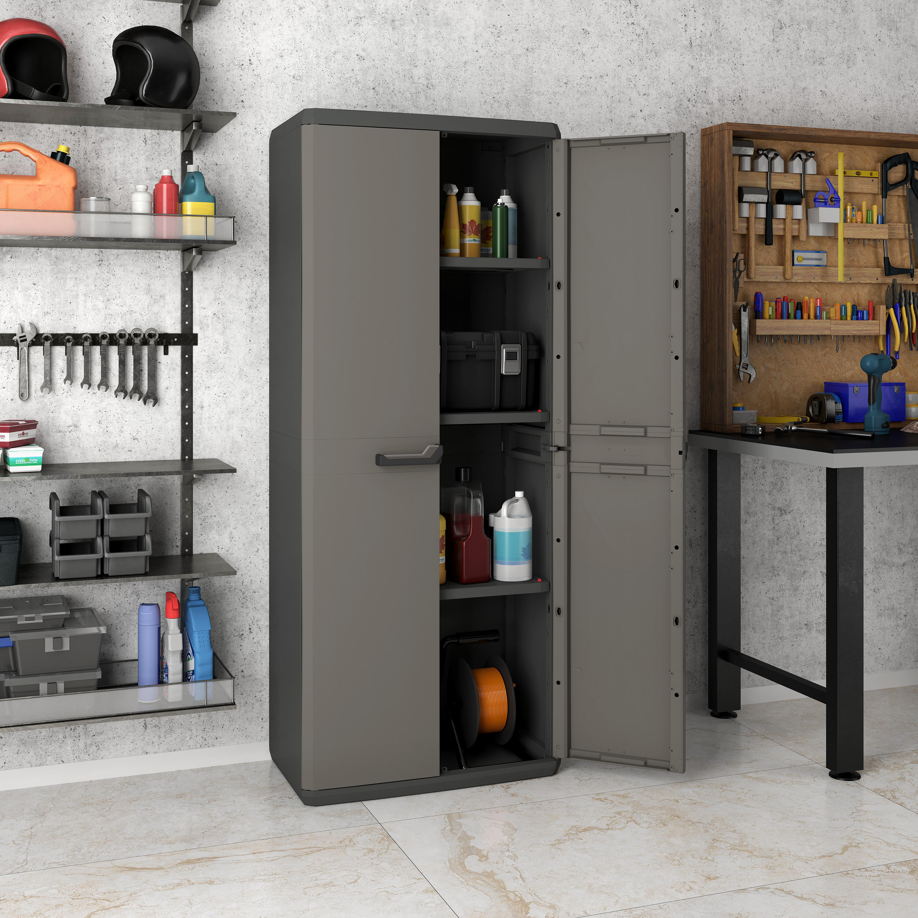 Armário alto PVC interior preto cinza 68x39x166 cm - 5