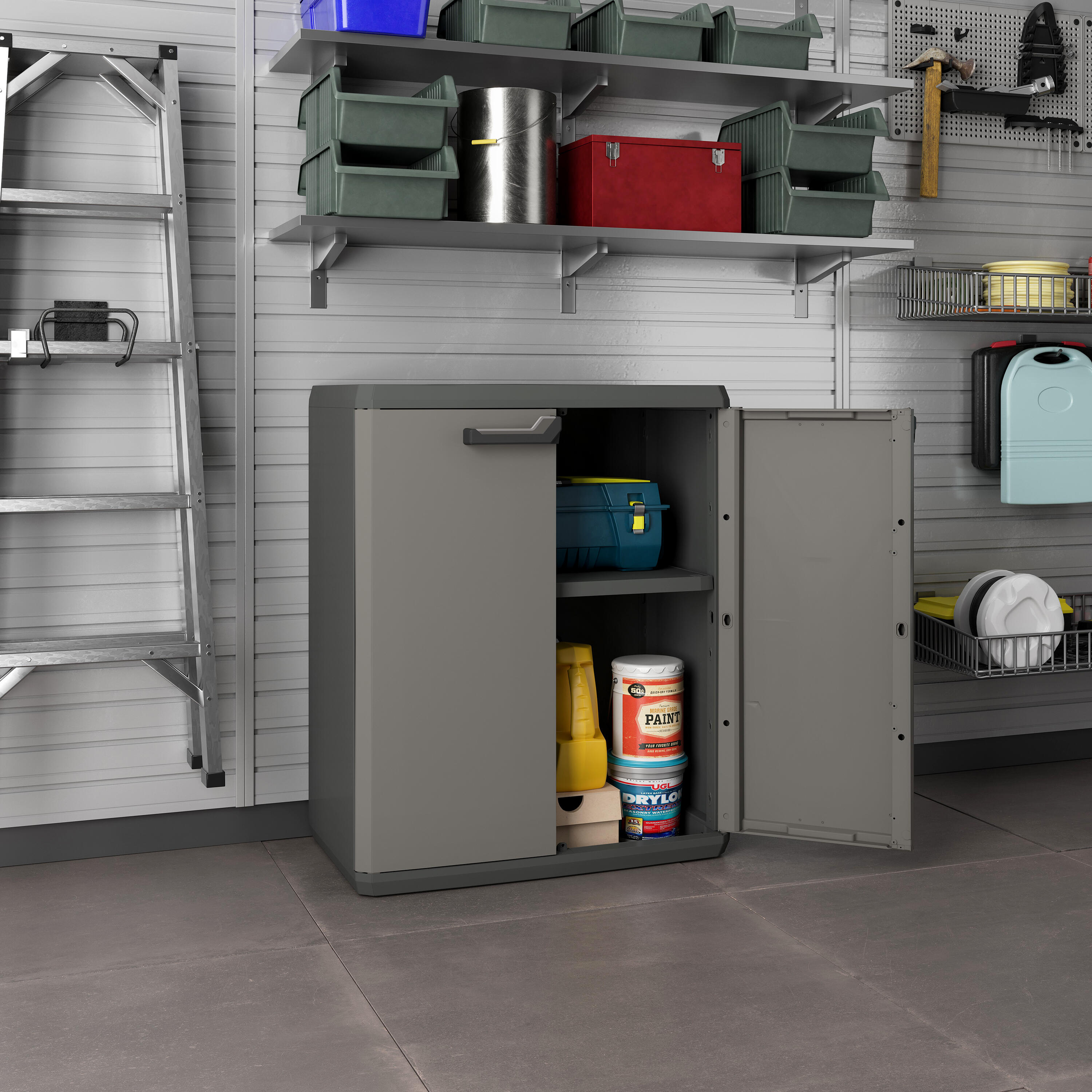 Armario bajo de resina 68x83x39 cm color gris 2 puertas - 7