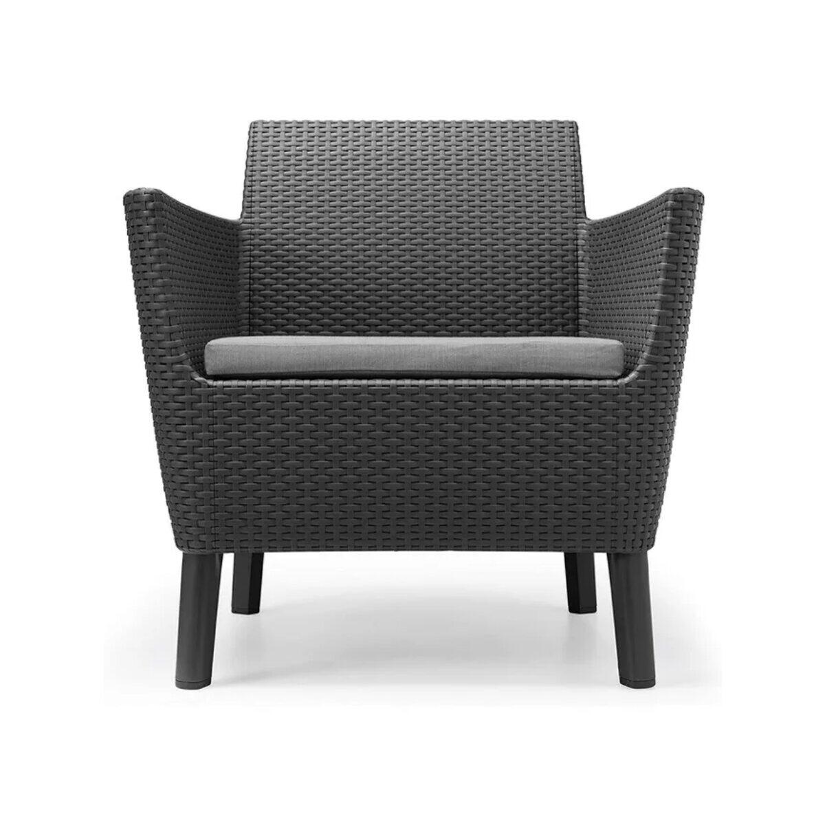 Salotto da giardino per 4 persone antracite Salemo KETER con cuscini in policotone grigio - 9