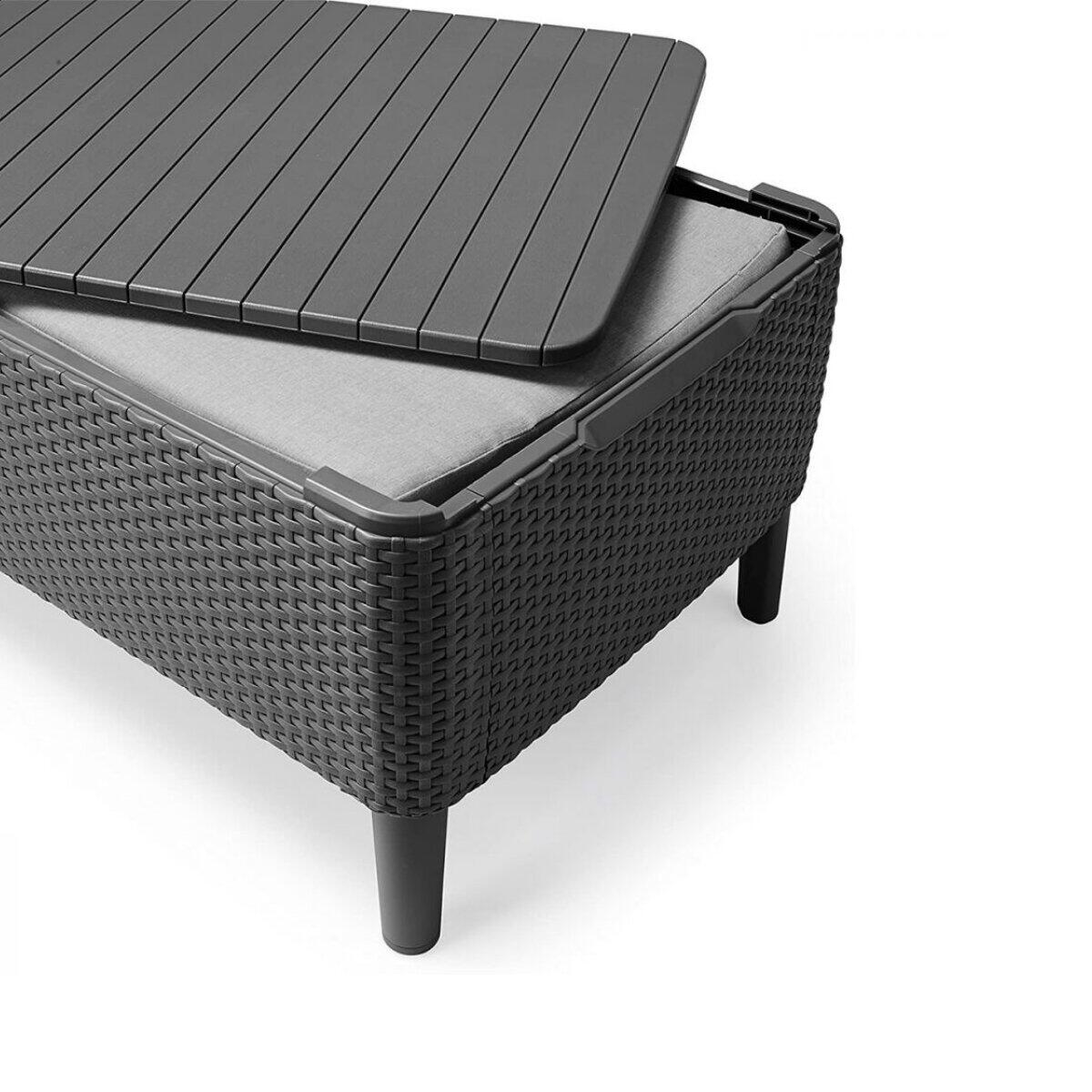 Salotto da giardino per 4 persone antracite Salemo KETER con cuscini in policotone grigio - 13