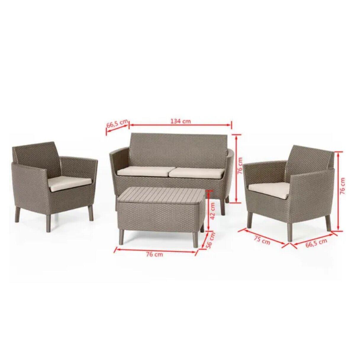 Salotto da giardino per 4 persone marrone Salemo KETER con cuscini in policotone marrone - 17