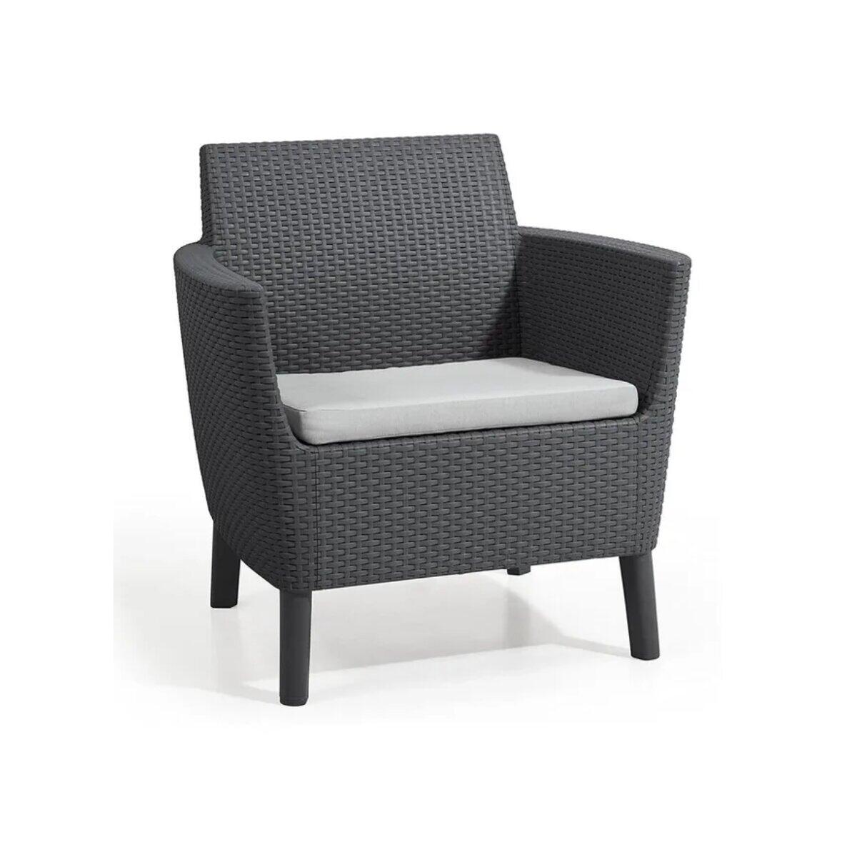 Salotto da giardino per 4 persone antracite Salemo KETER con cuscini in policotone grigio - 7