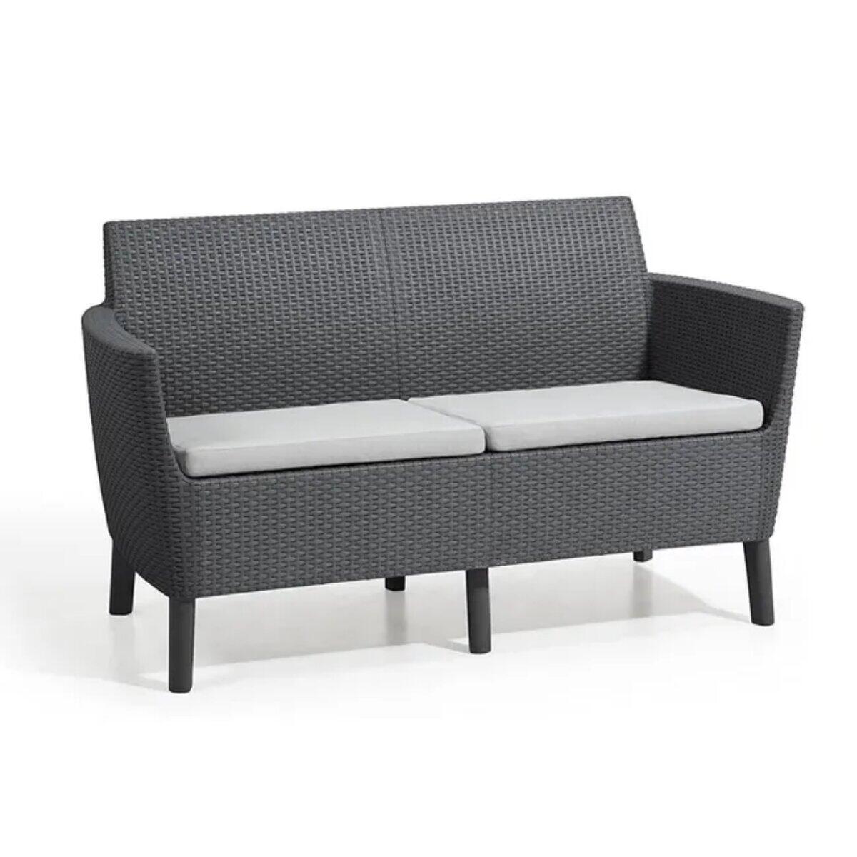 Salotto da giardino per 4 persone antracite Salemo KETER con cuscini in policotone grigio - 5