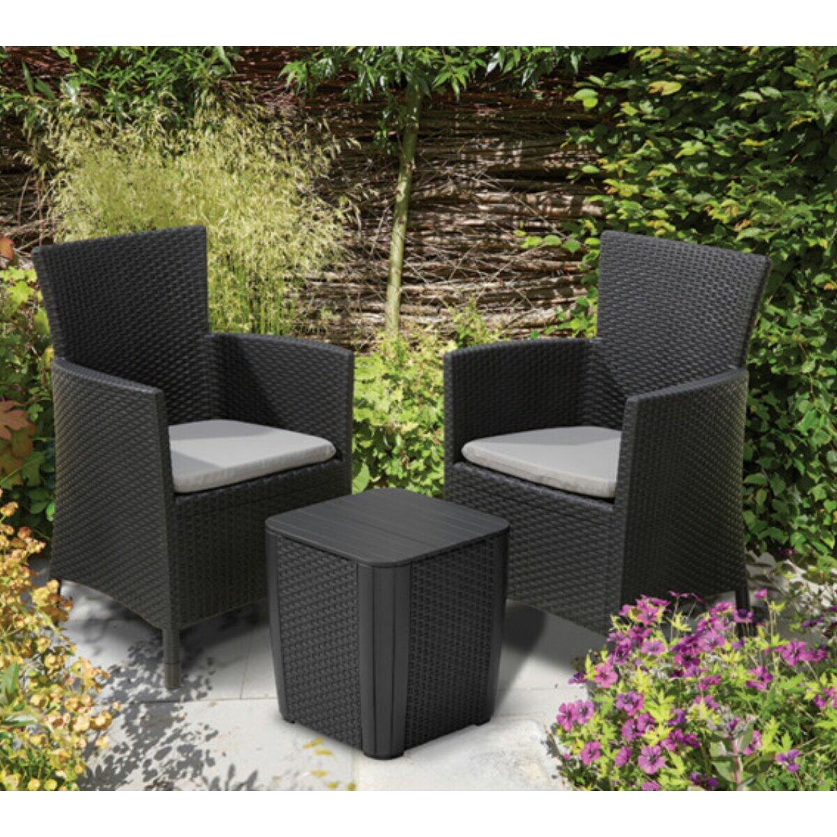 Salotto da giardino per 2 persone antracite Iowa KETER con cuscini in poliestere grigio - 2