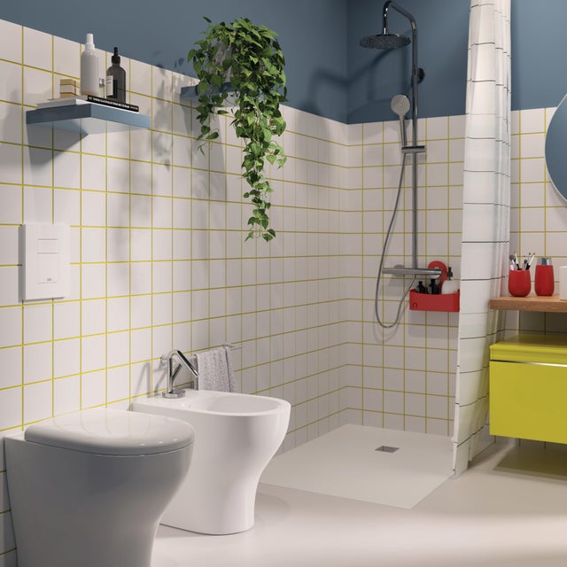 Piatto doccia SANYCCES in resina Logic bianco L 70 x L 100 x H 3 cm opaco effetto ardesia