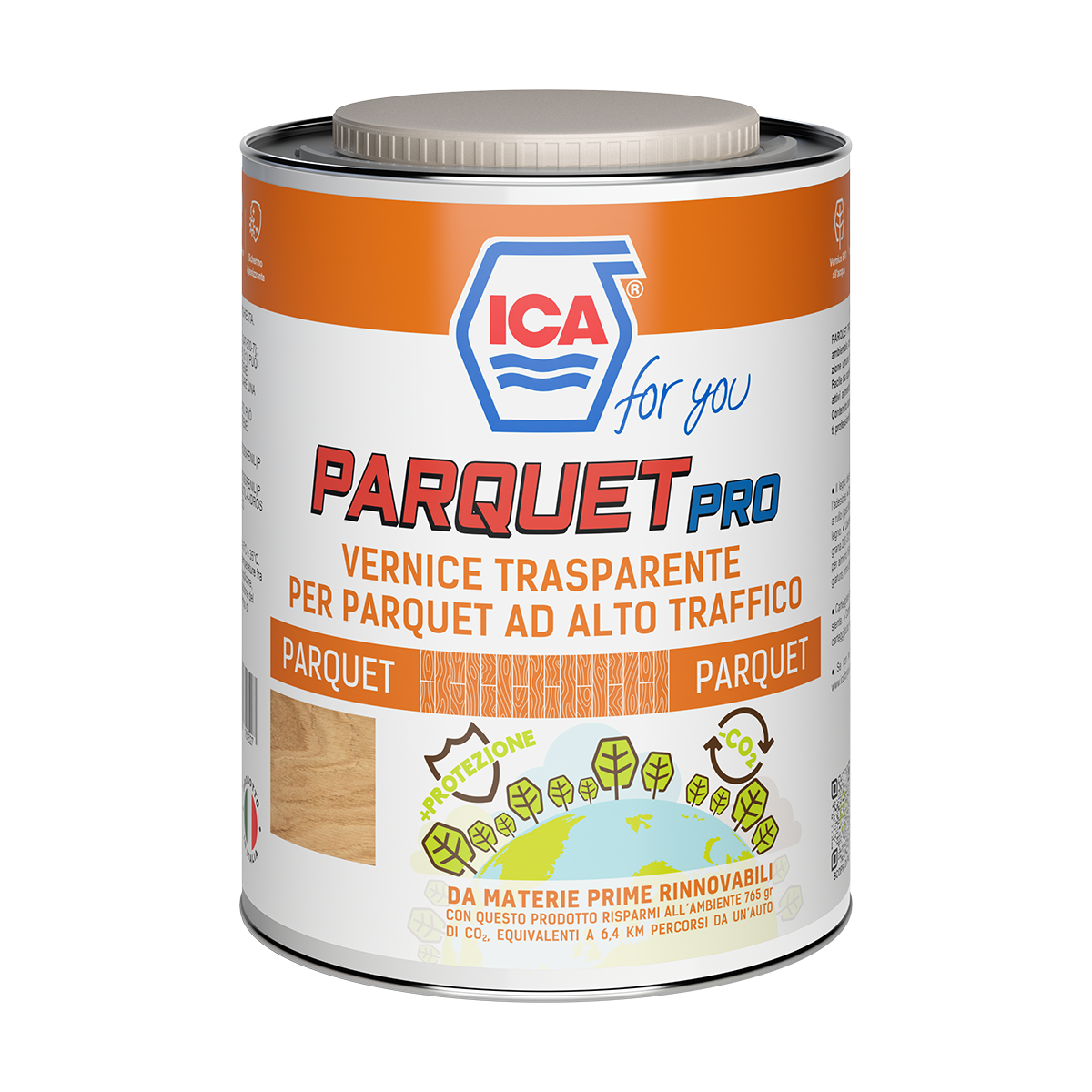 Smalto per pavimenti interni base acqua ICA FOR YOU Parquet pro trasparente opaco 2.5 L - 5