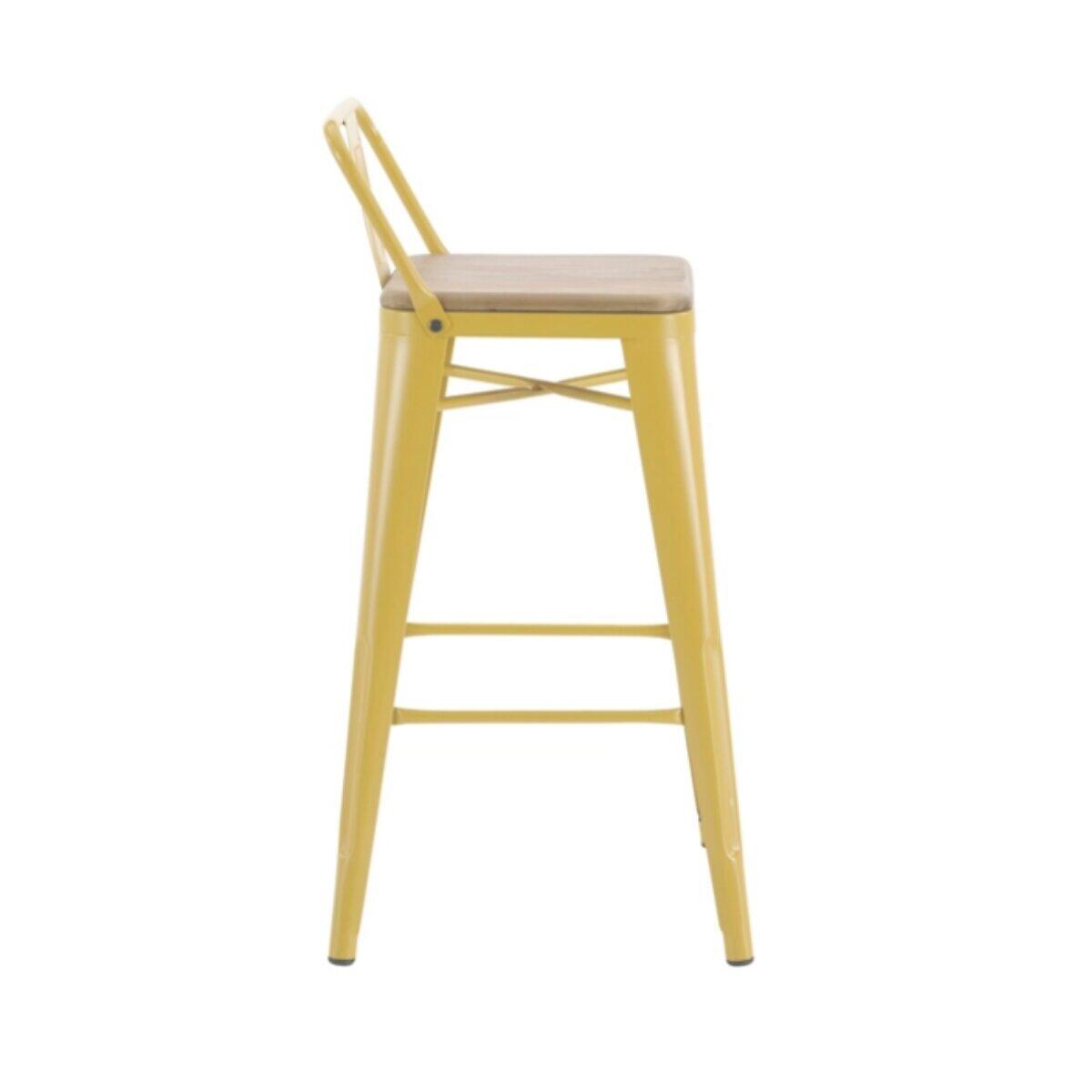 Sgabello da giardino in acciaio giallo Oxford, seduta in legno giallo - 3