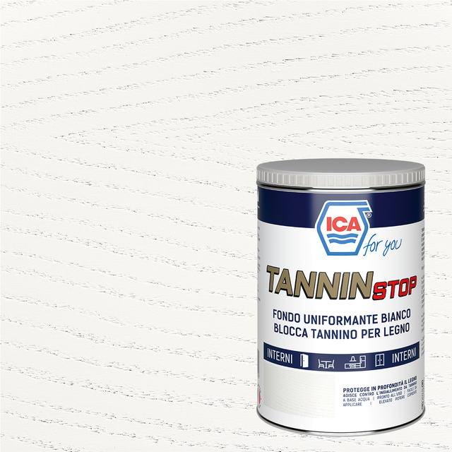 Vernice per legno da interno per mobile ICA FOR YOU TANNIN STOP bianco opaco 1 lt
