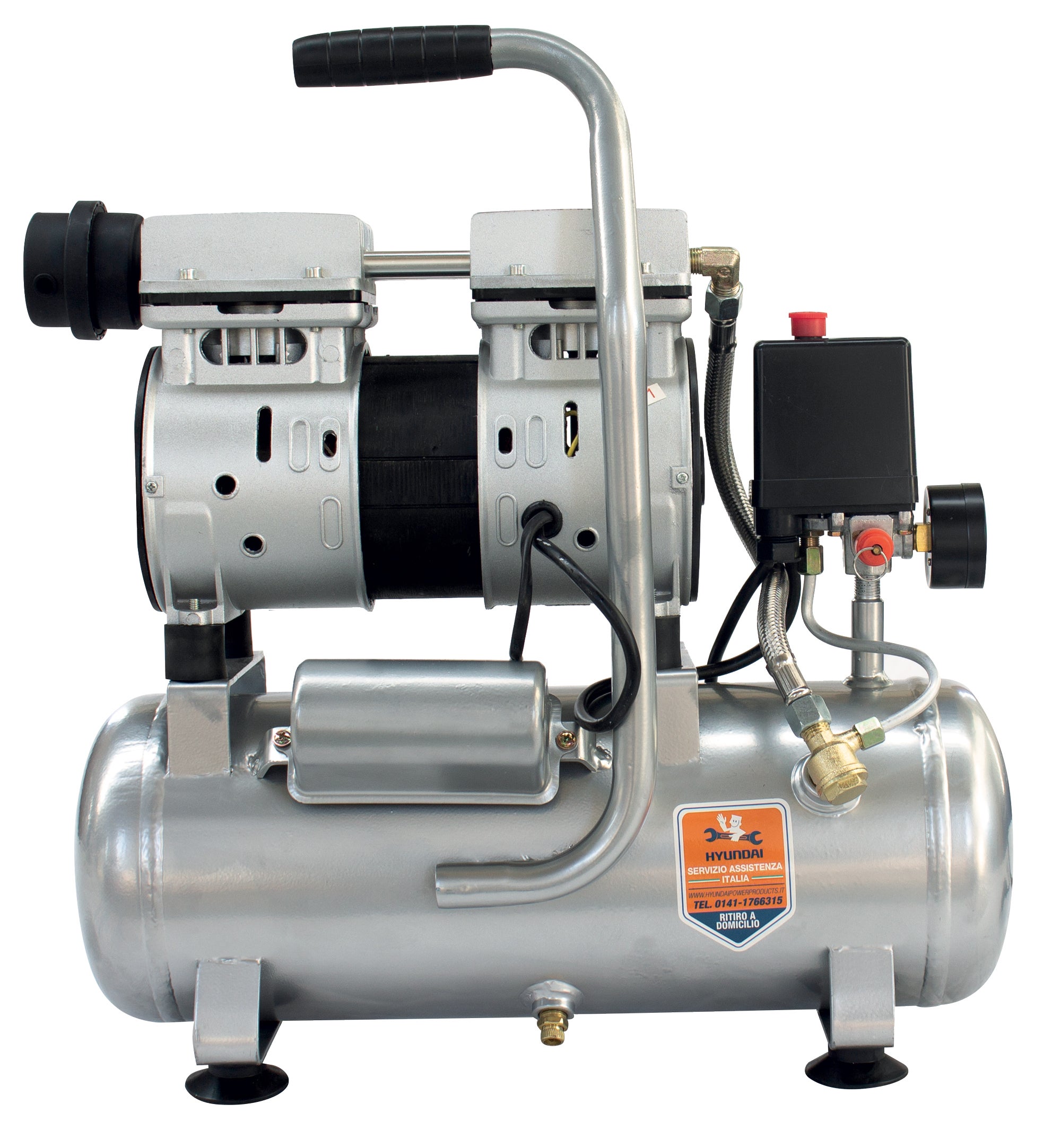 Compressore silenziato HYUNDAI OIL FREE 6 l, 1 hp, 8 bar - 2