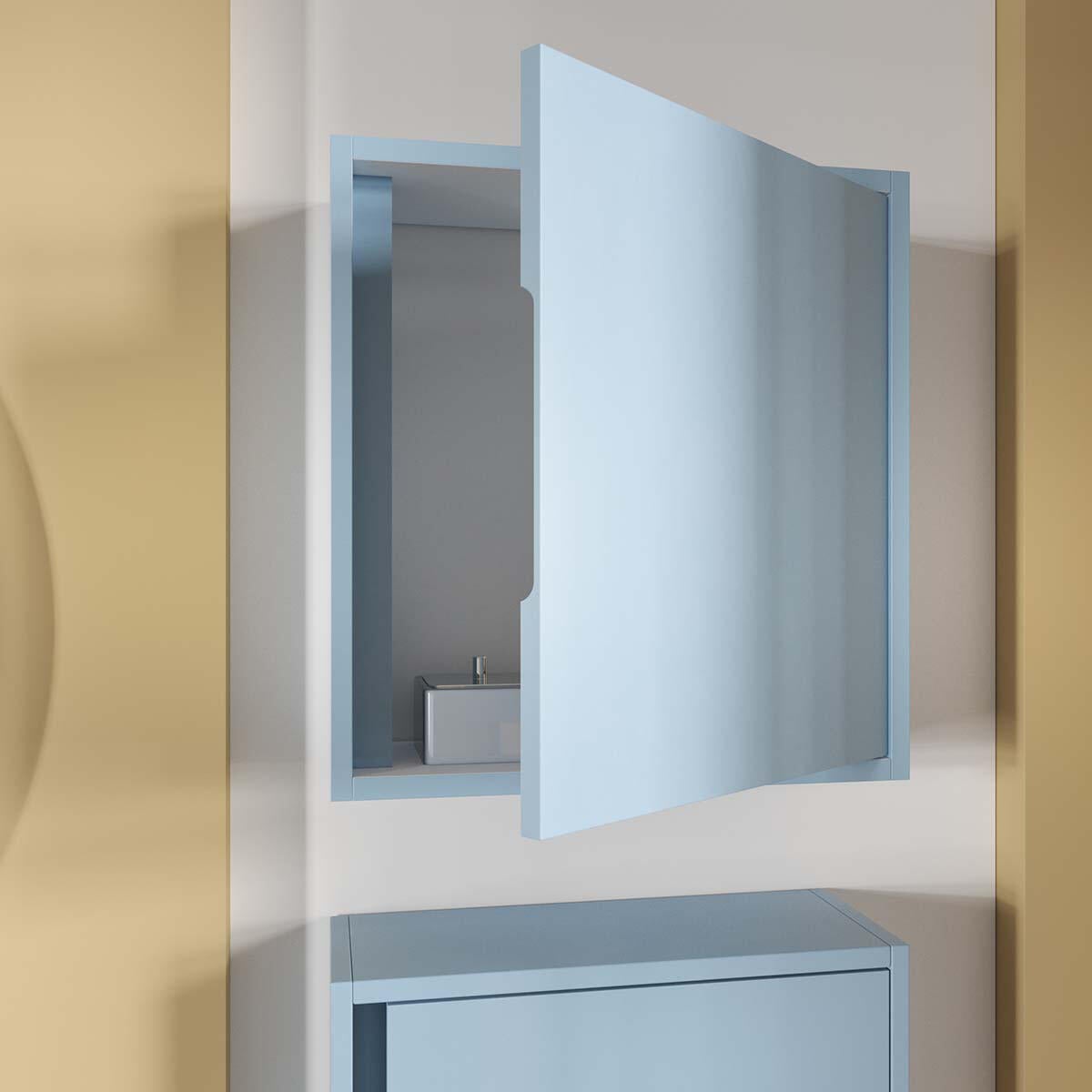 Pensile bagno Cielo blu pastello in truciolare, 1 anta apertura da destra P 16 x L 39 x H 39 cm - 2