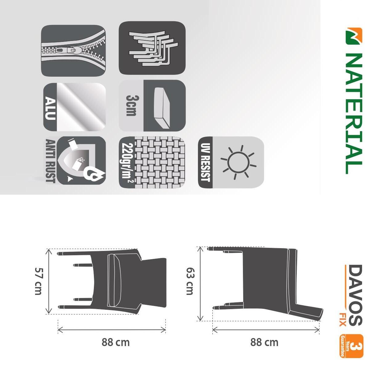 Poltrona da giardino con cuscino antracite e braccioli Davos NATERIAL, struttura in alluminio grigio seduta in rattan sintetico grigio, L 57 x H 88 x P 59.5 cm - 17