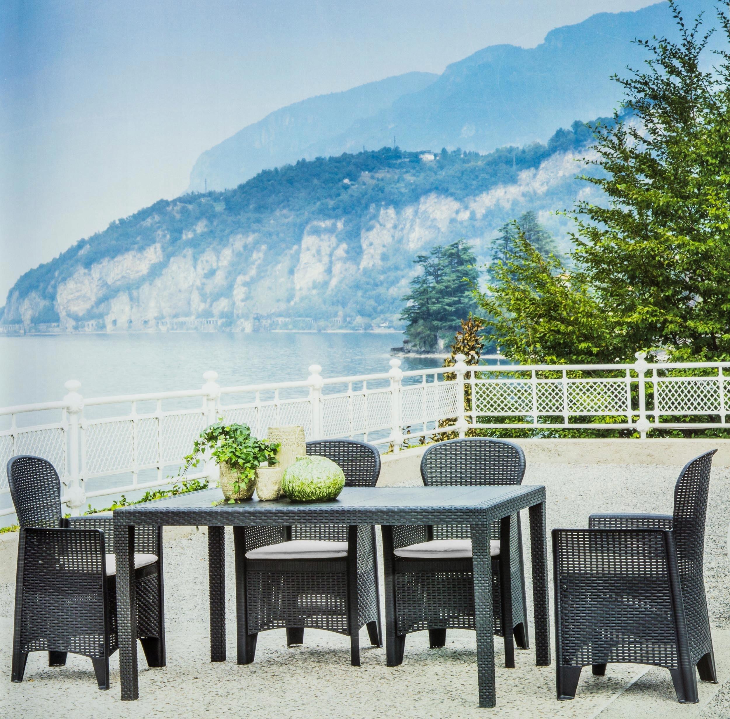 Poltrona da giardino con cuscino beige e braccioli Folia, struttura in resina intrecciata seduta in polipropilene antracite, L 59 x H 89 x P 58 cm - 3