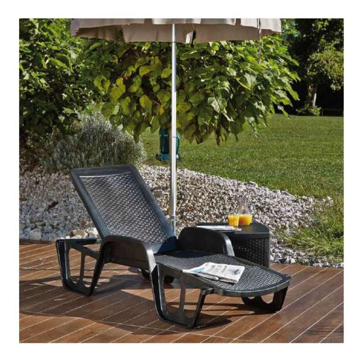 Lettino senza cuscino Pool in polipropilene grigio e seduta grigio - 2