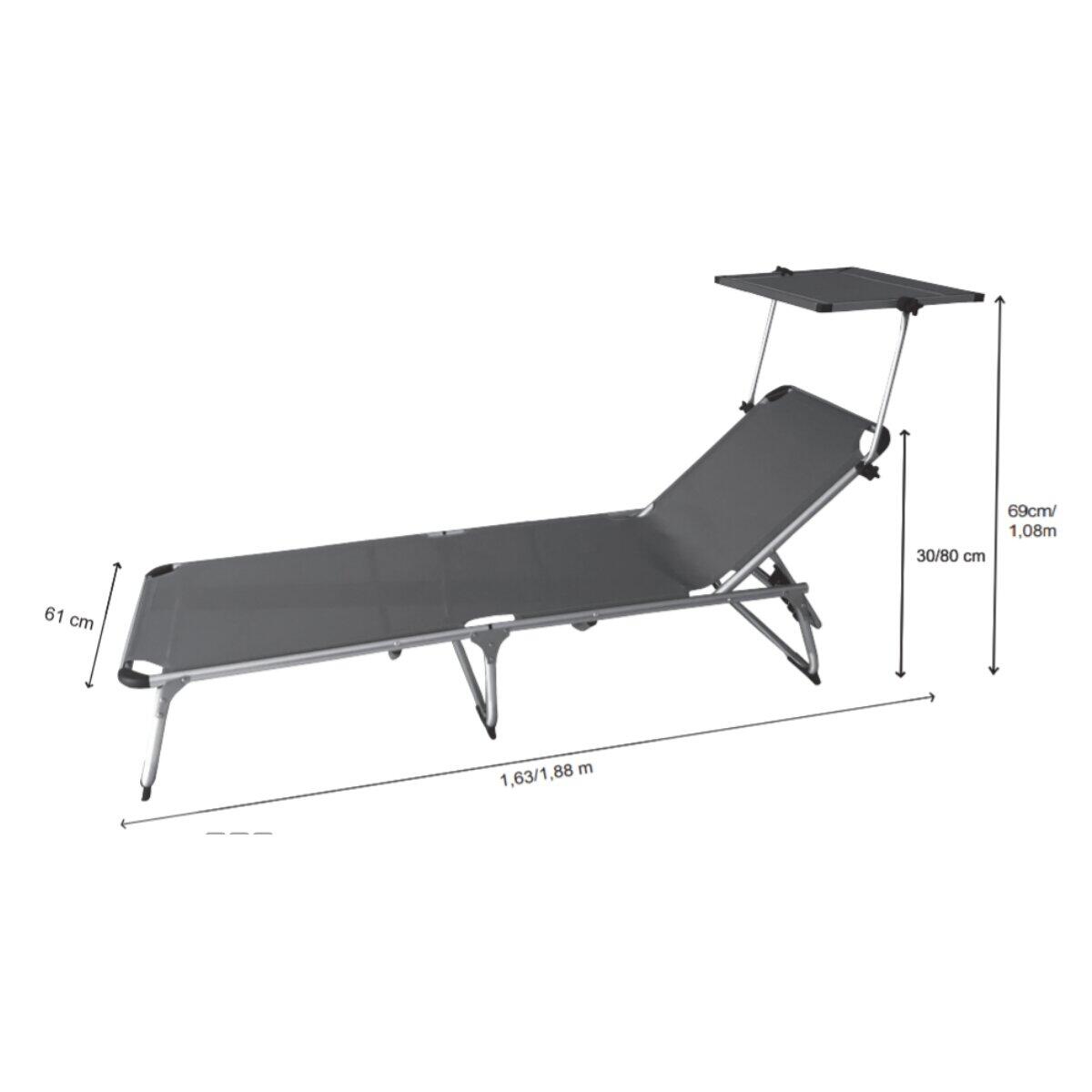 Espreguiçadeira alumínio com pala para o sol 61x188 cm antracite Azur - 9
